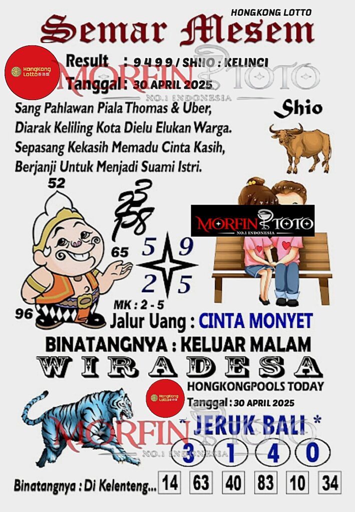 SYAIR TOGEL SEMAR MESEM  HONGKONG LOTTO 30  APRIL 2025