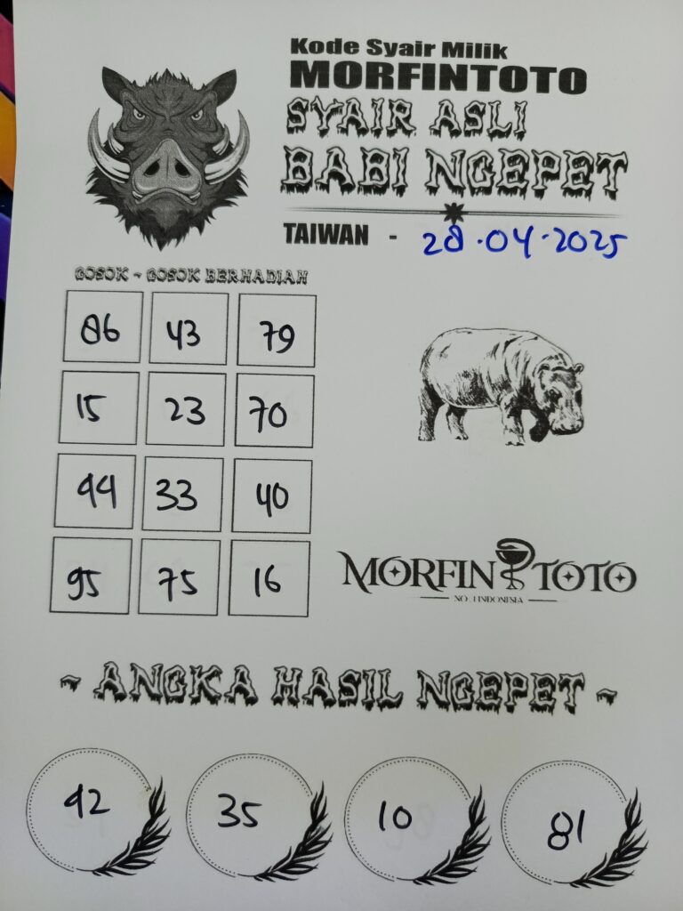 SYAIR TOGEL BABI NGEPET TAIWAN 28 APRIL 2025