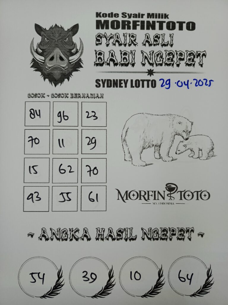SYAIR TOGEL BABI NGEPET SYDNEY LOTTO 29 APRIL 2025