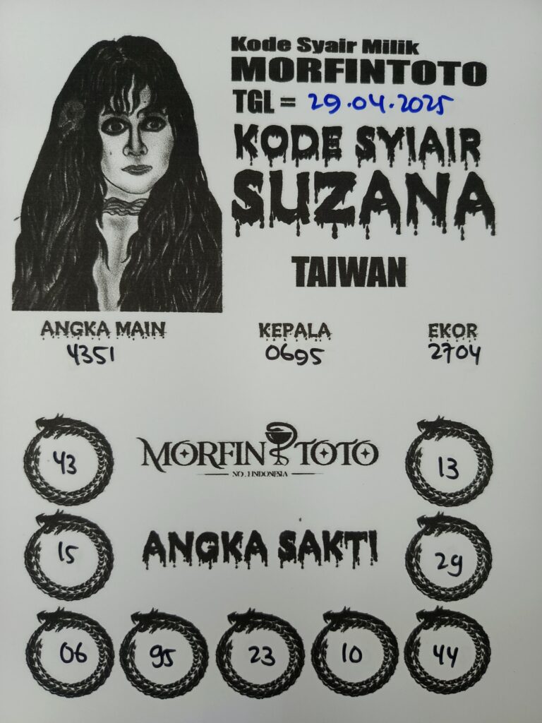 SYAIR TOGEL SUZANA TAIWAN 29 APRIL 2025