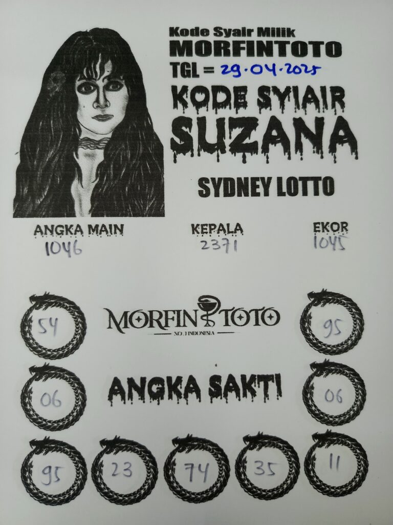 SYAIR TOGEL SUZANA SYDNEY LOTTO 29 APRIL 2025
