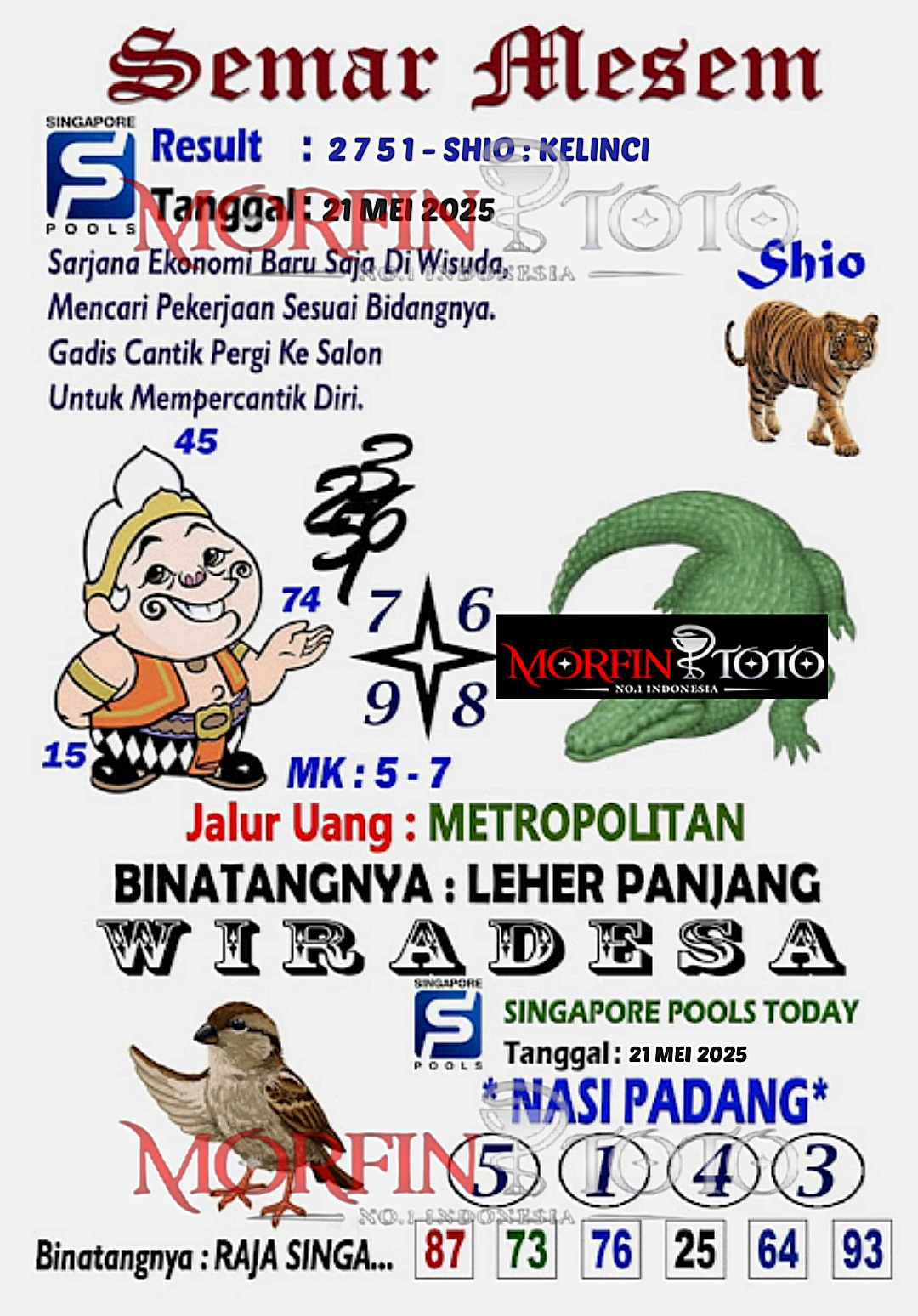 SYAIR TOGEL SEMAR MESEM SINGAPORE 21 MEI 2025
