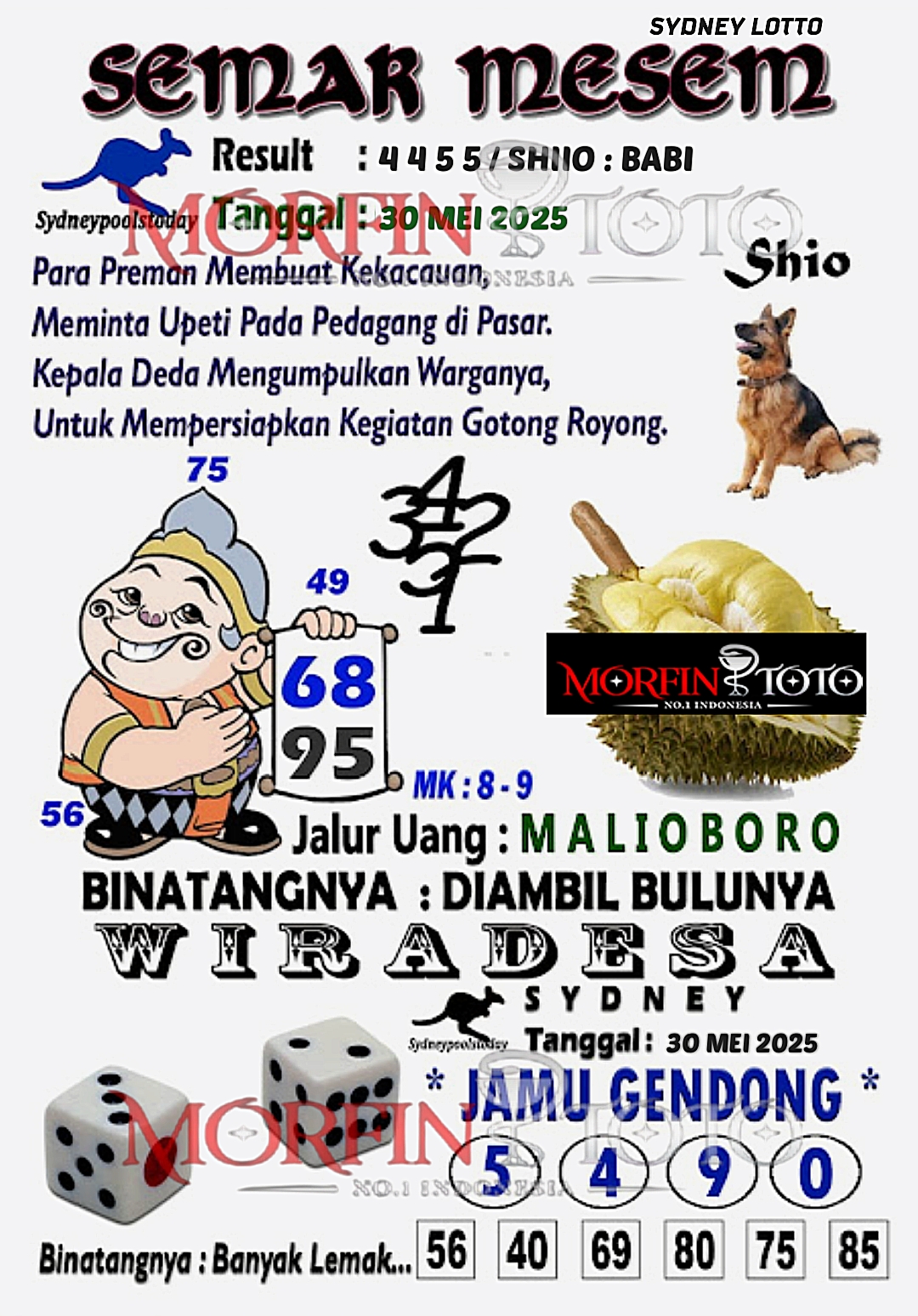 SYAIR TOGEL SEMAR MESEM SYDNEY LOTTO 30 MEI 2025