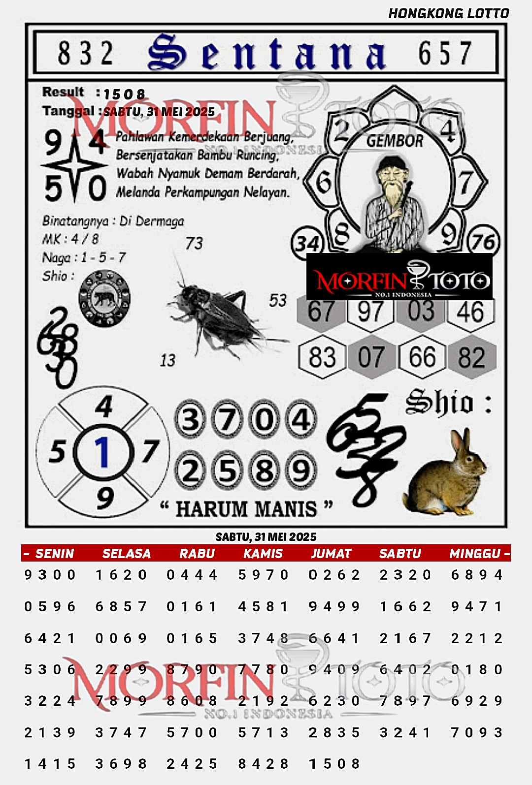 SYAIR TOGEL SENTANA HONGKONG LOTTO 31 MEI 2025
