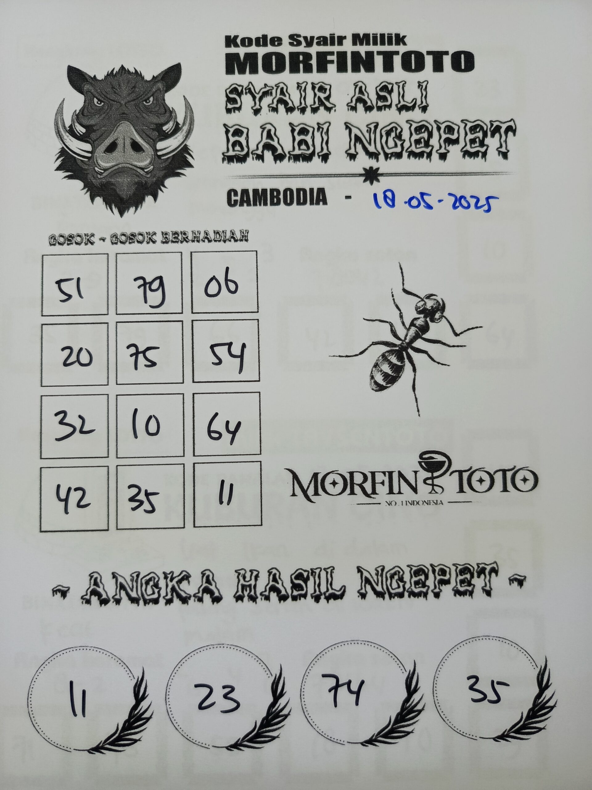 SYAIR TOGEL BABI NGEPET CAMBODIA 18 MEI 2025