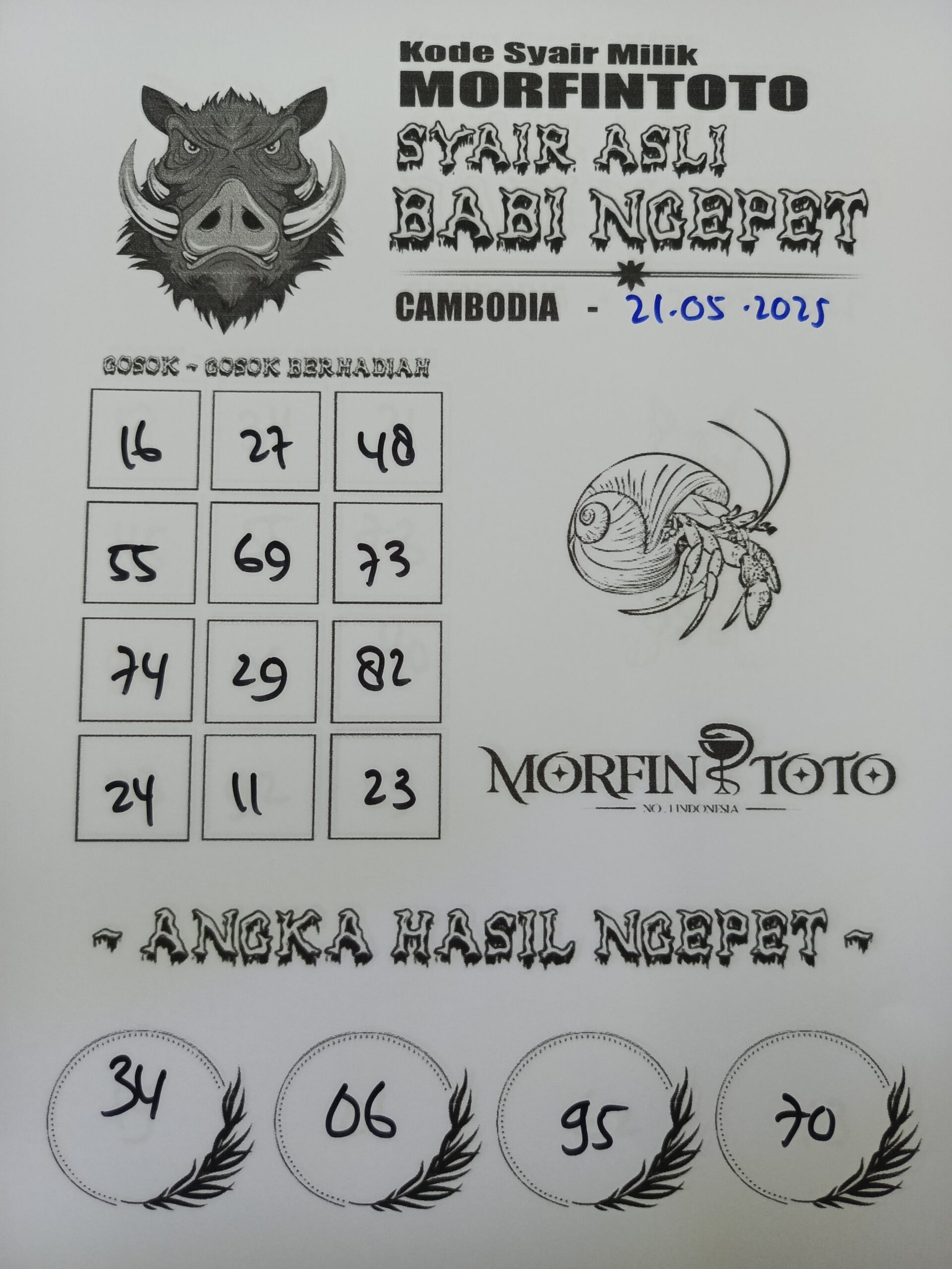 SYAIR TOGEL BABI NGEPET CAMBODIA 21 MEI 2025