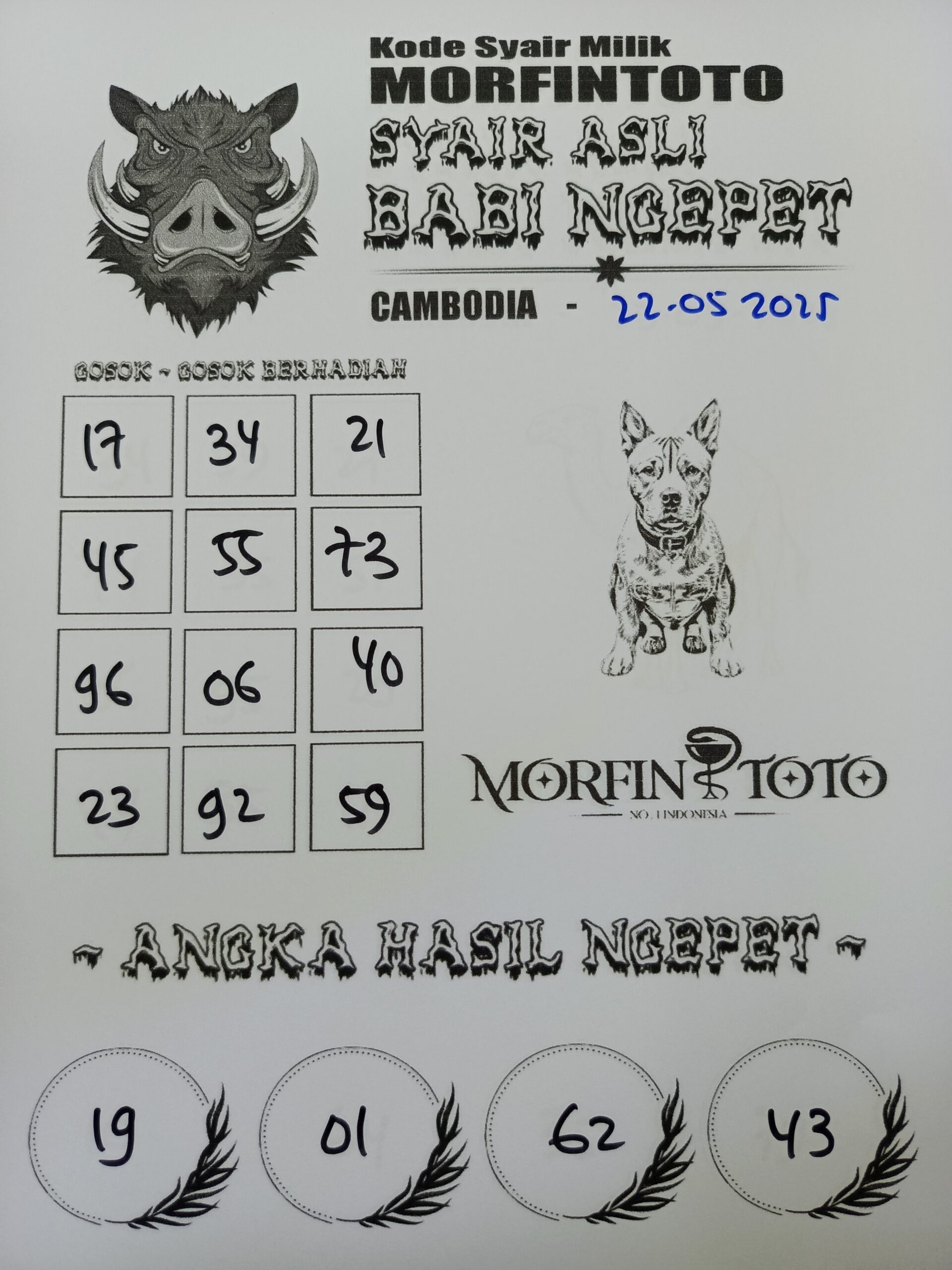 SYAIR TOGEL BABI NGEPET CAMBODIA 22 MEI 2025