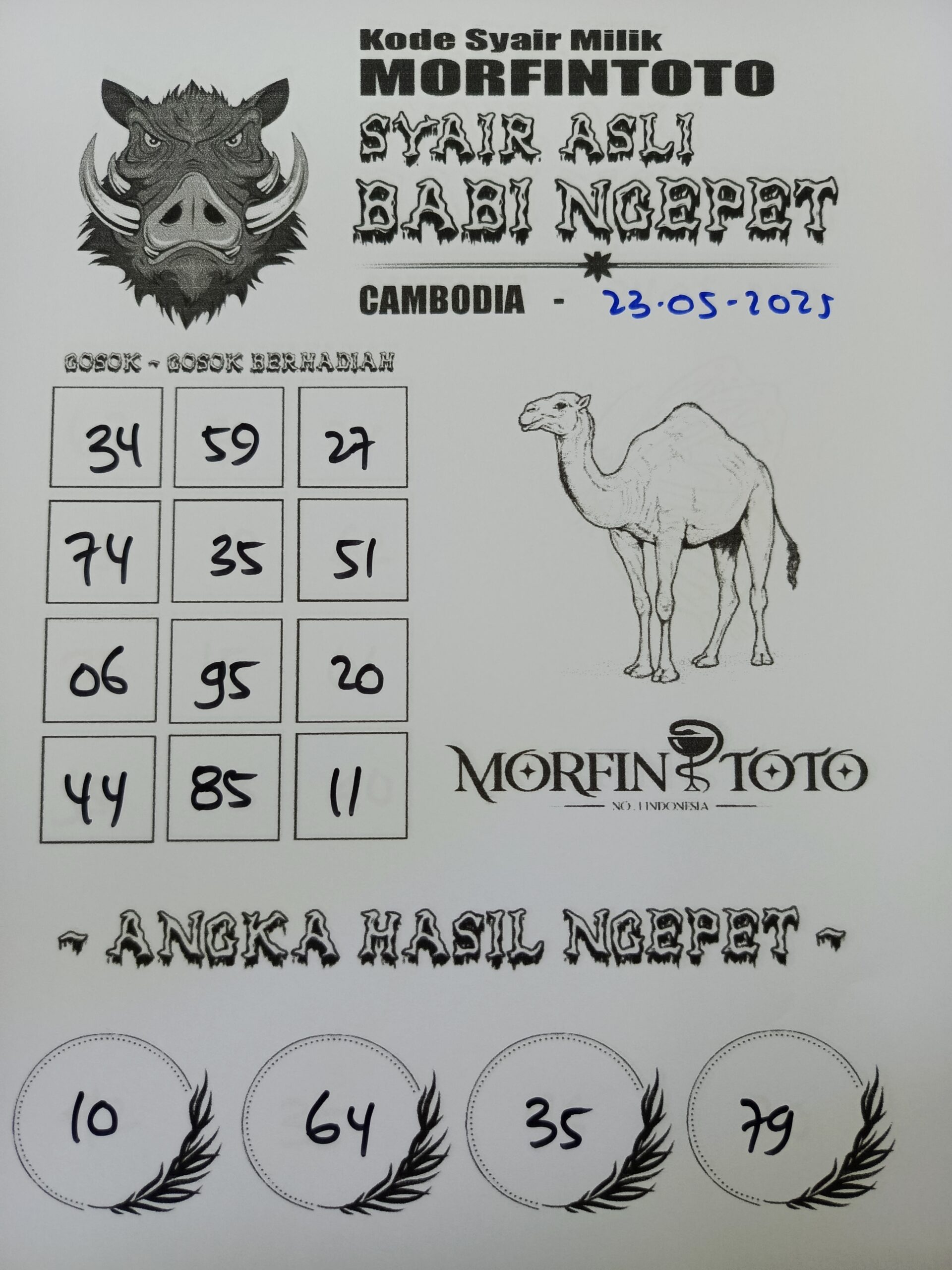 SYAIR TOGEL BABI NGEPET CAMBODIA 23 MEI 2025