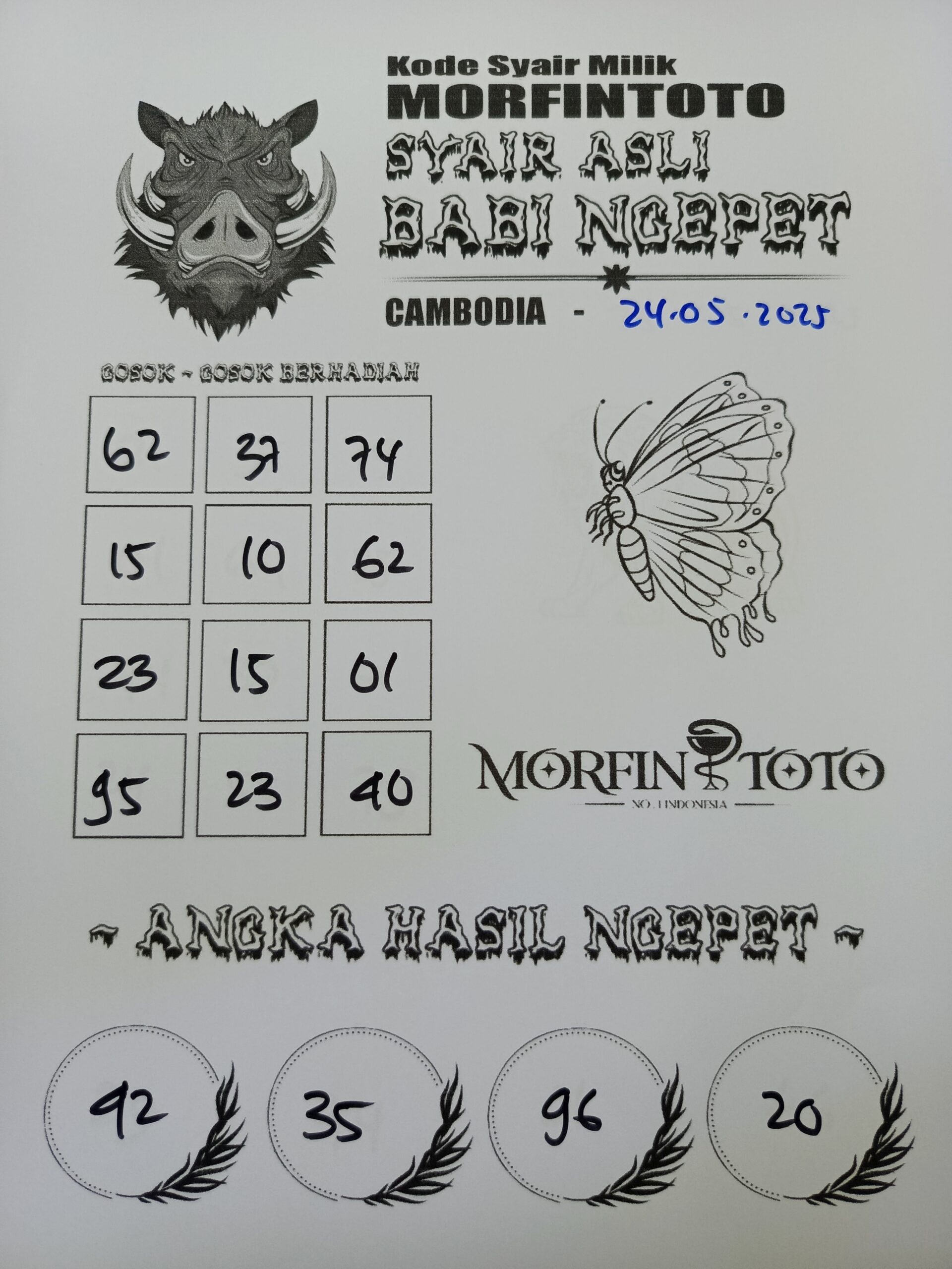 SYAIR TOGEL BABI NGEPET CAMBODIA 24 MEI 2025