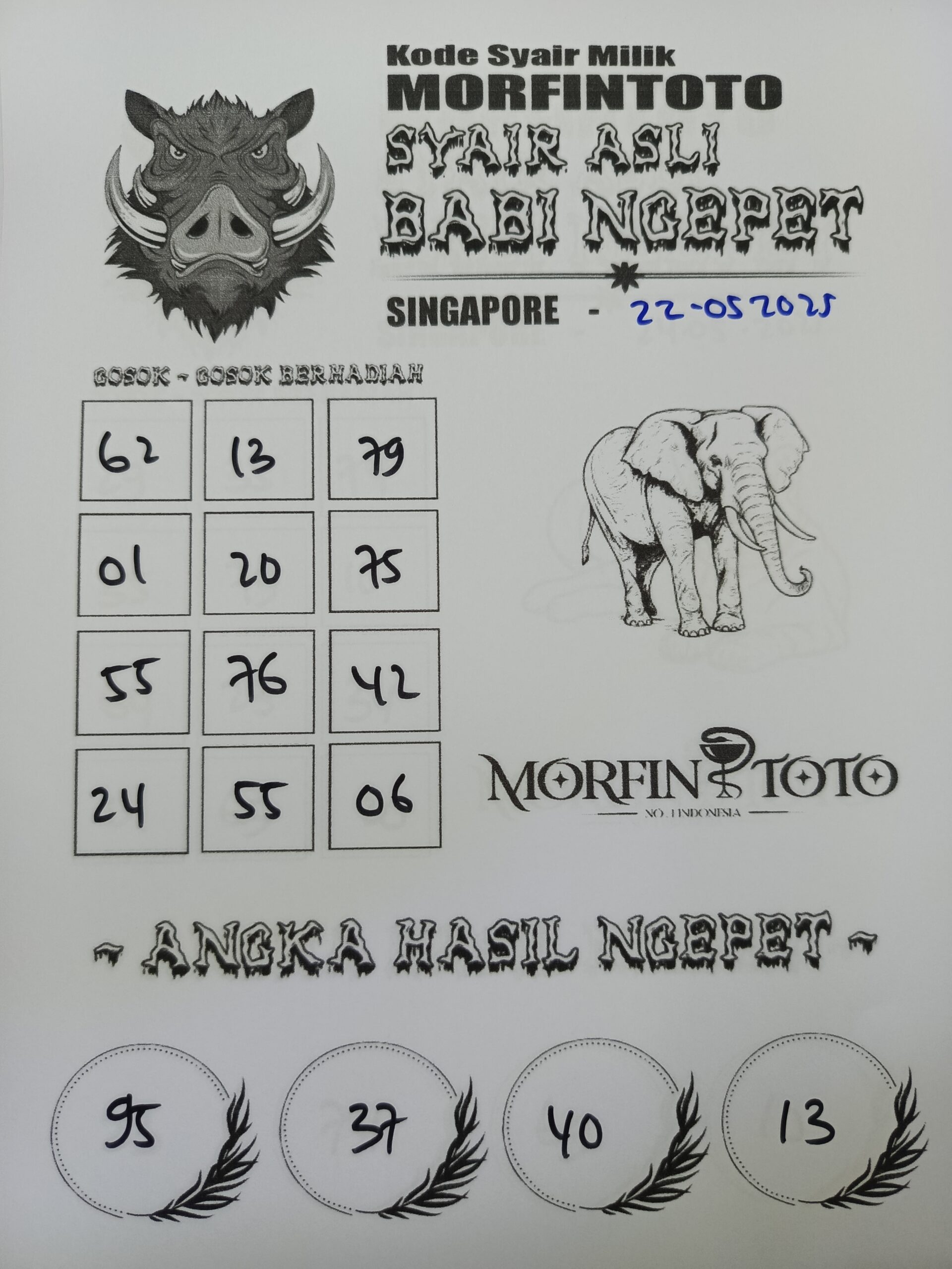 SYAIR TOGEL BABI NGEPET SINGAPORE 22 MEI 2025