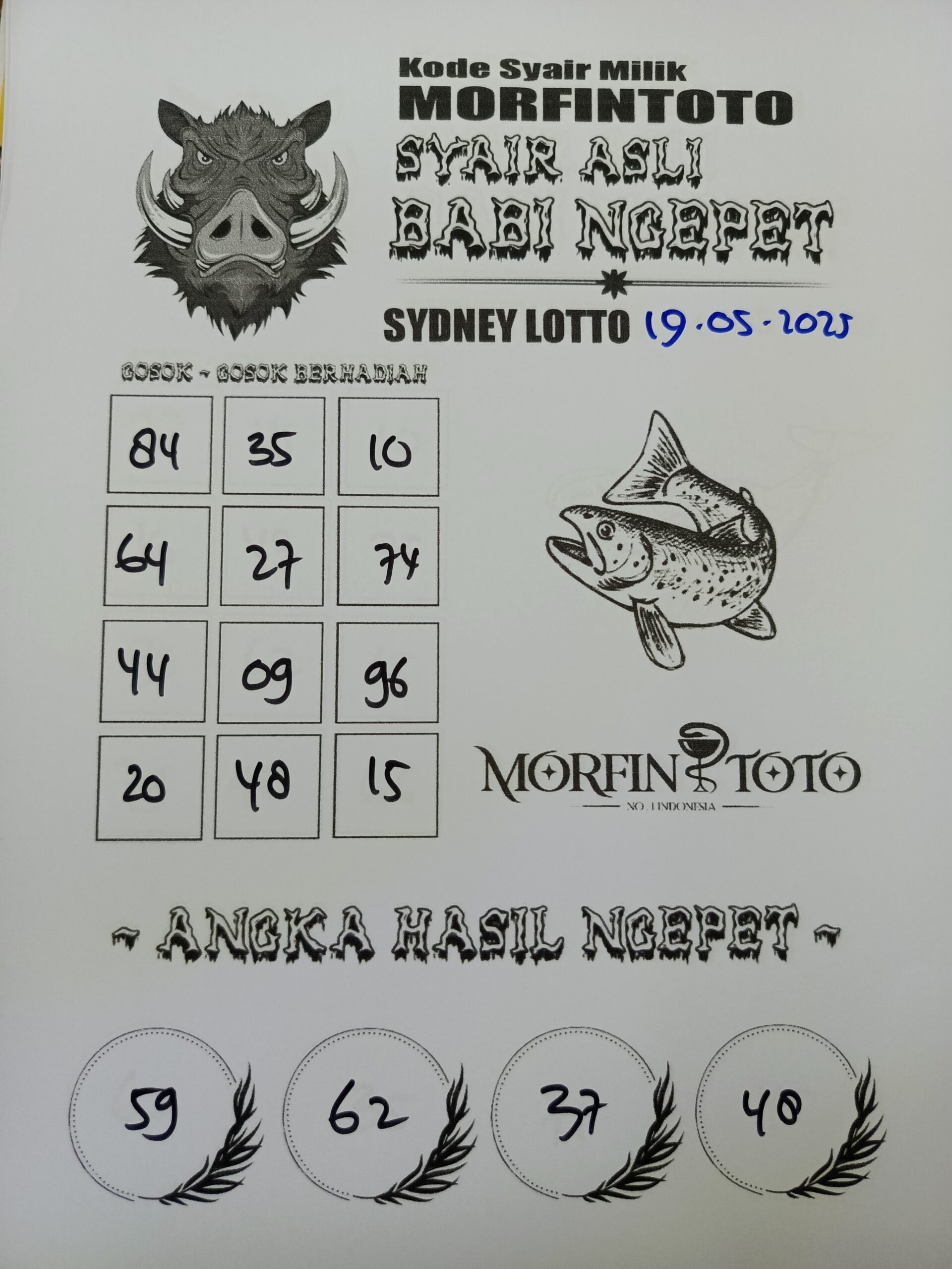 SYAIR TOGEL BABI NGEPET SYDNEY LOTTO 19 MEI 2025