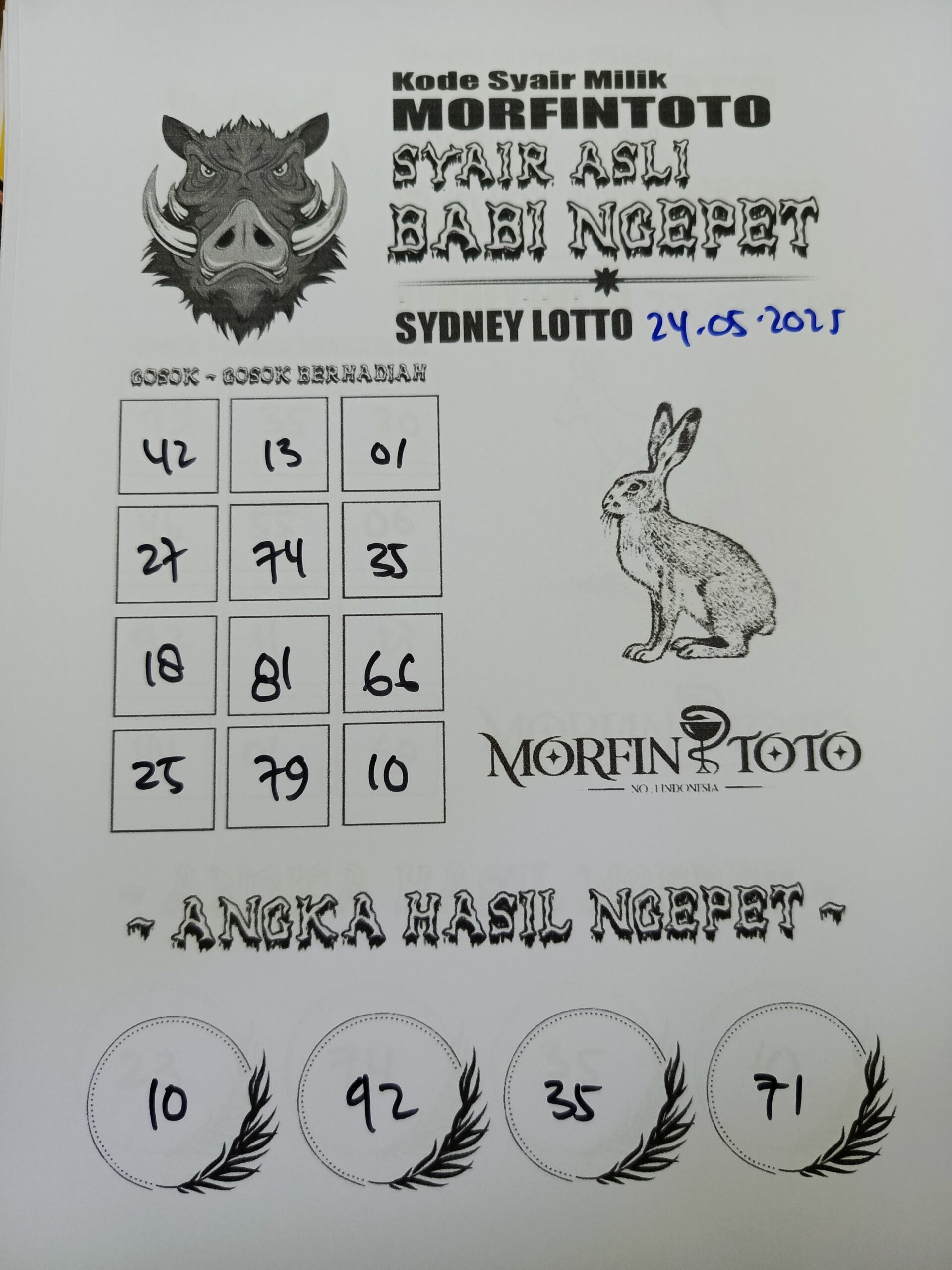 SYAIR TOGEL BABI NGEPET SYDNEY LOTTO 24 MEI 2025