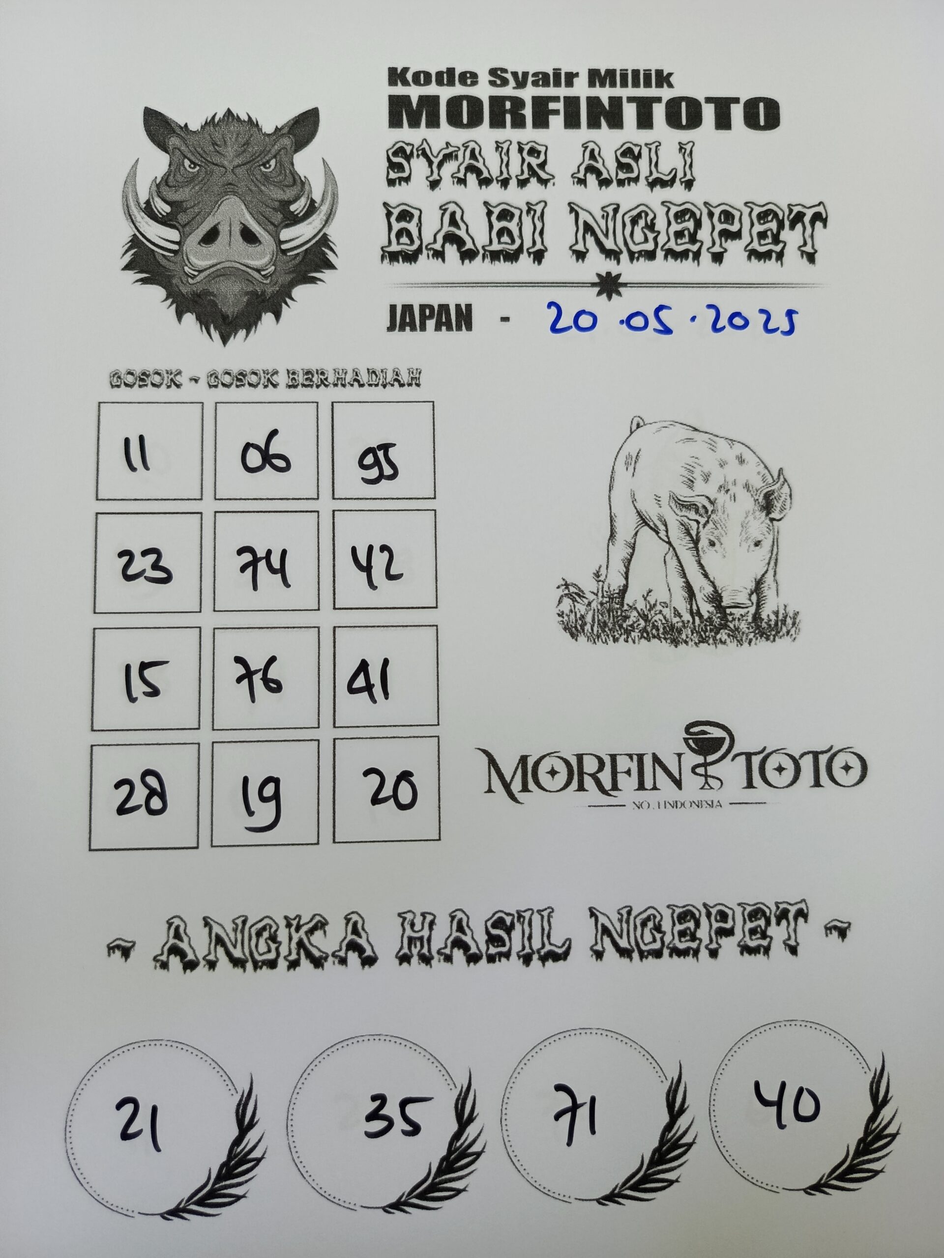SYAIR TOGEL BABI NGEPET JAPAN 20 MEI 2025
