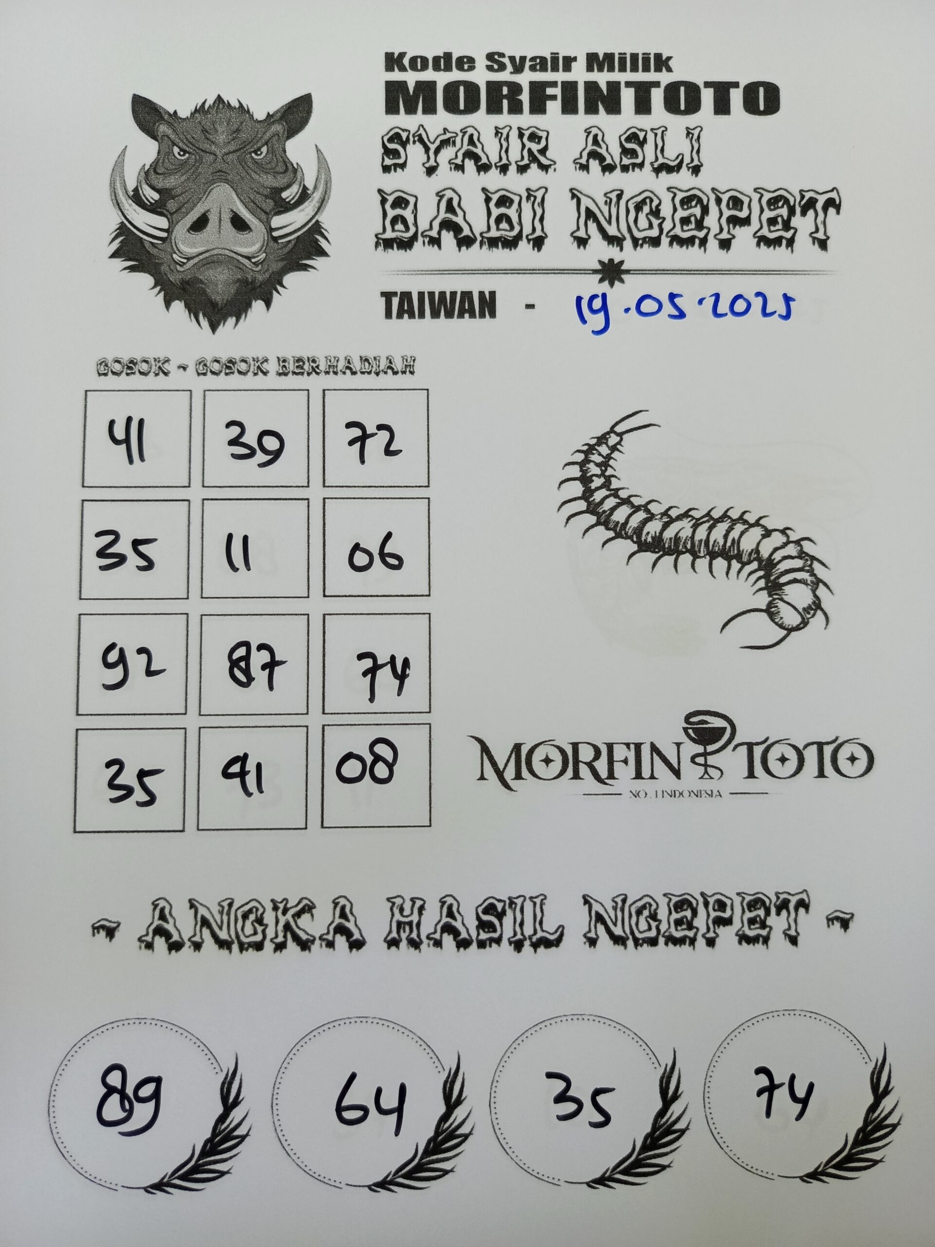 SYAIR TOGEL BABI NGEPET TAIWAN 19 MEI 2025