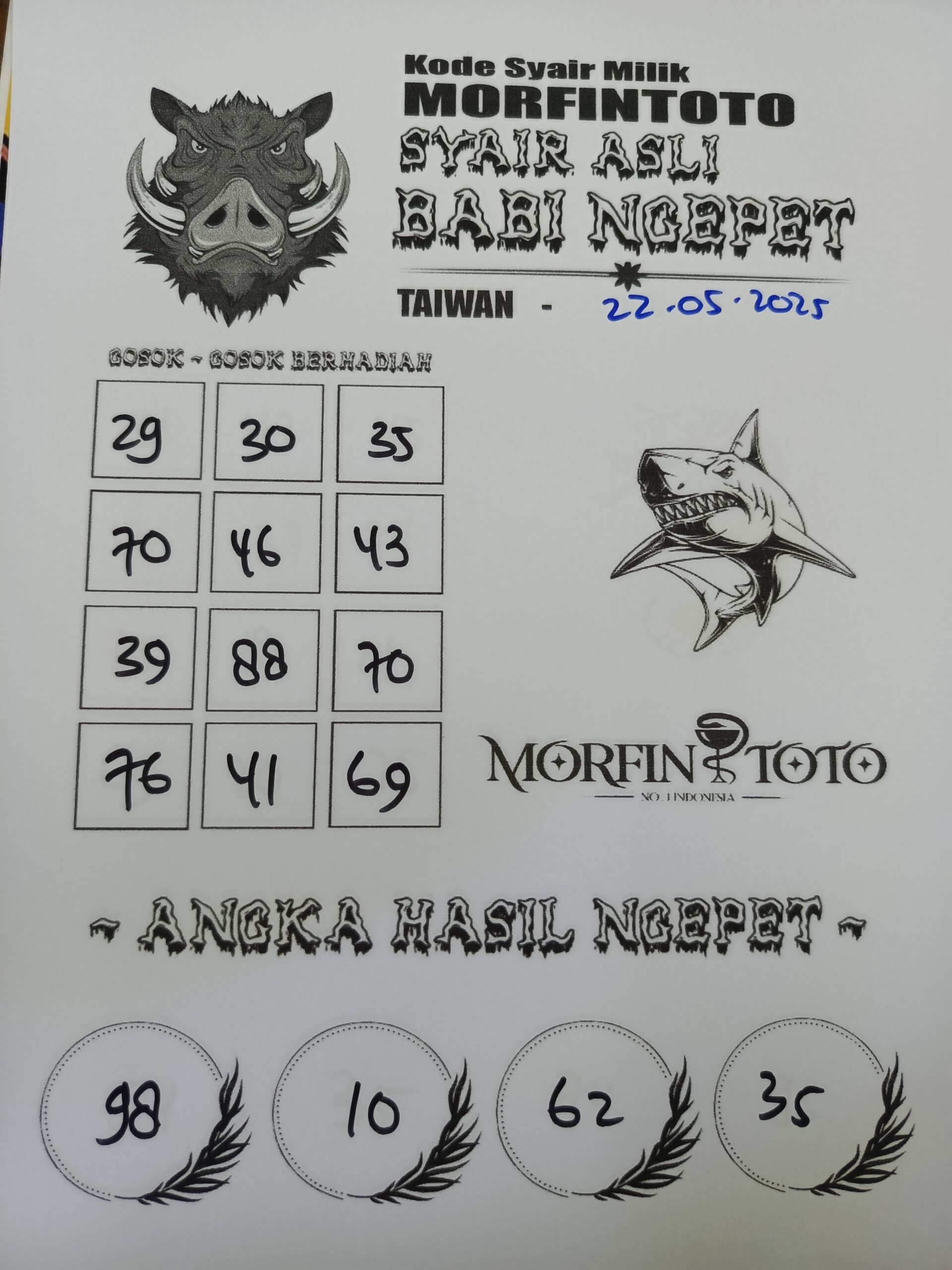 SYAIR TOGEL BABI NGEPET TAIWAN 22 MEI 2025