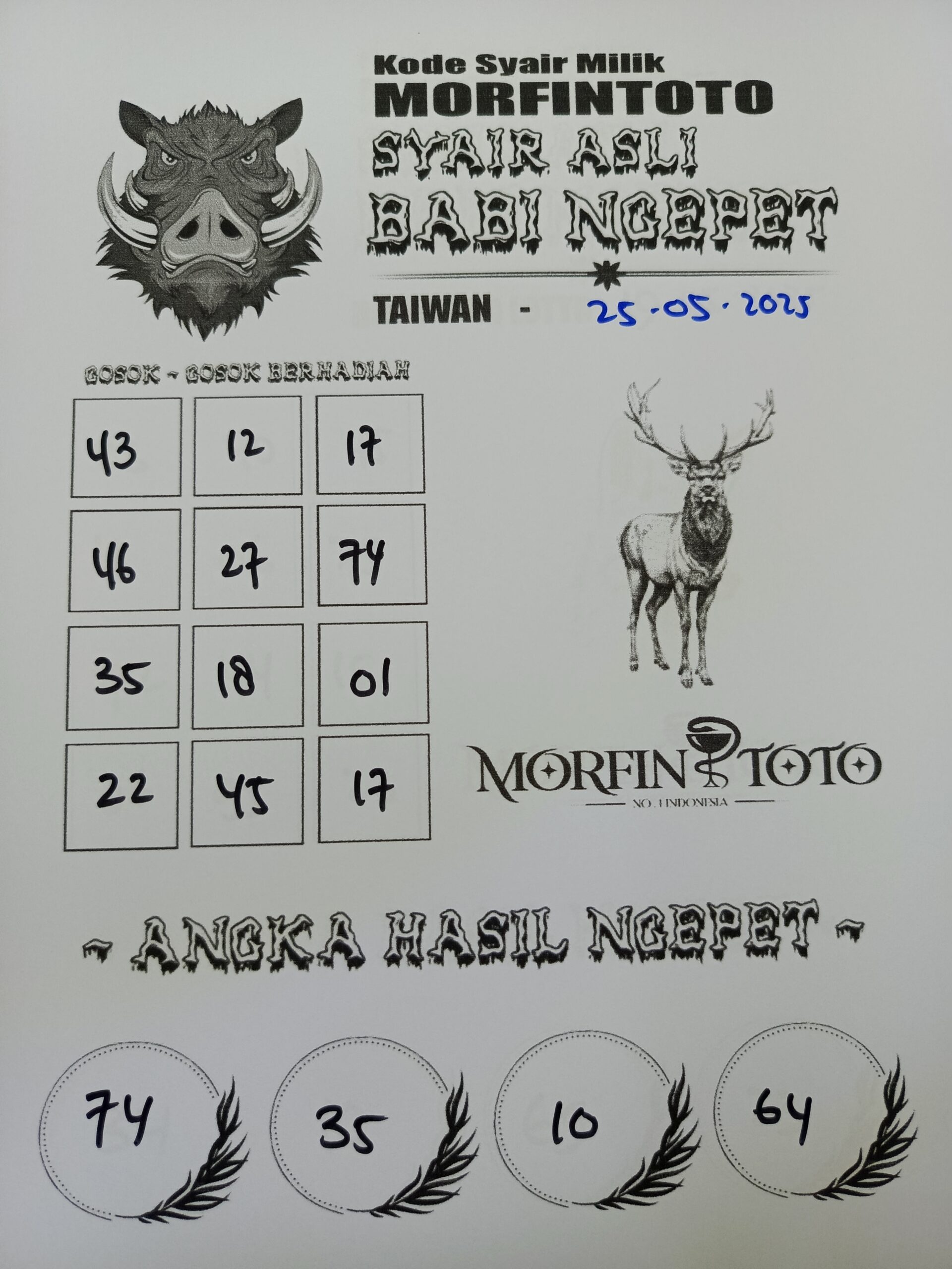 SYAIR TOGEL BABI NGEPET TAIWAN 25 MEI 2025