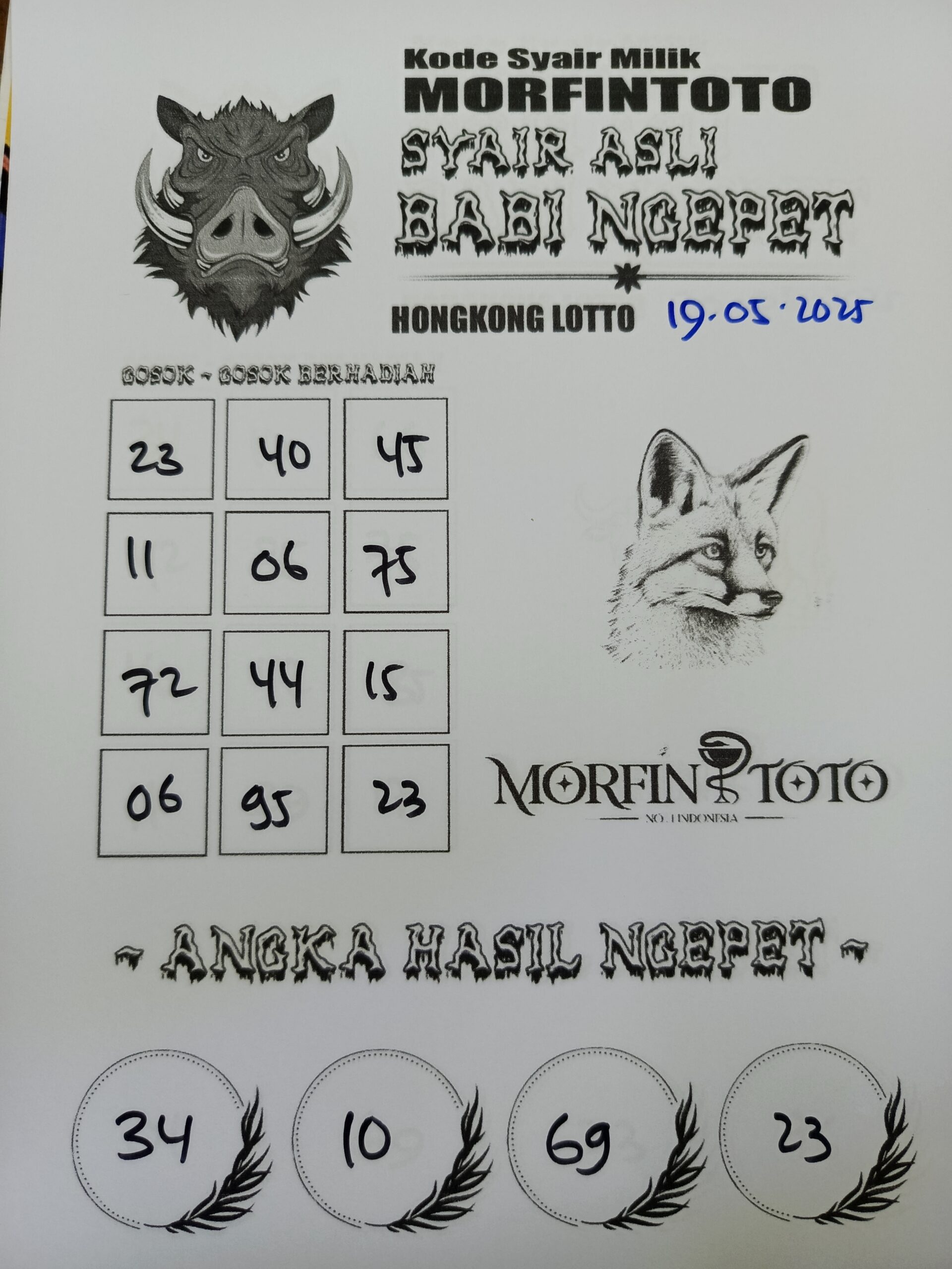 SYAIR TOGEL BABI NGEPET HONGKONG LOTTO 19 MEI 2025