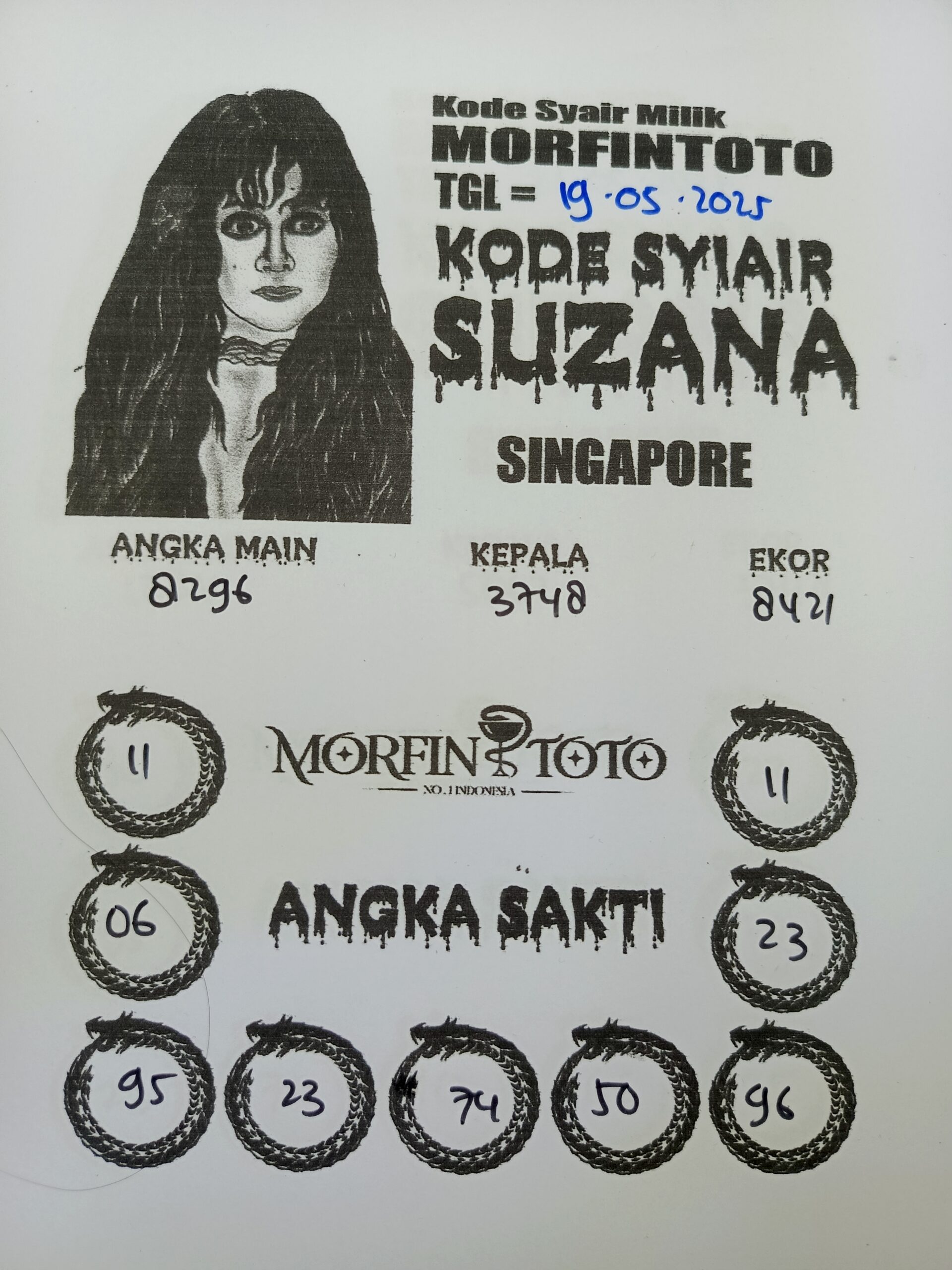 SYAIR TOGEL SUZANA SINGAPORE 19 MEI 2025