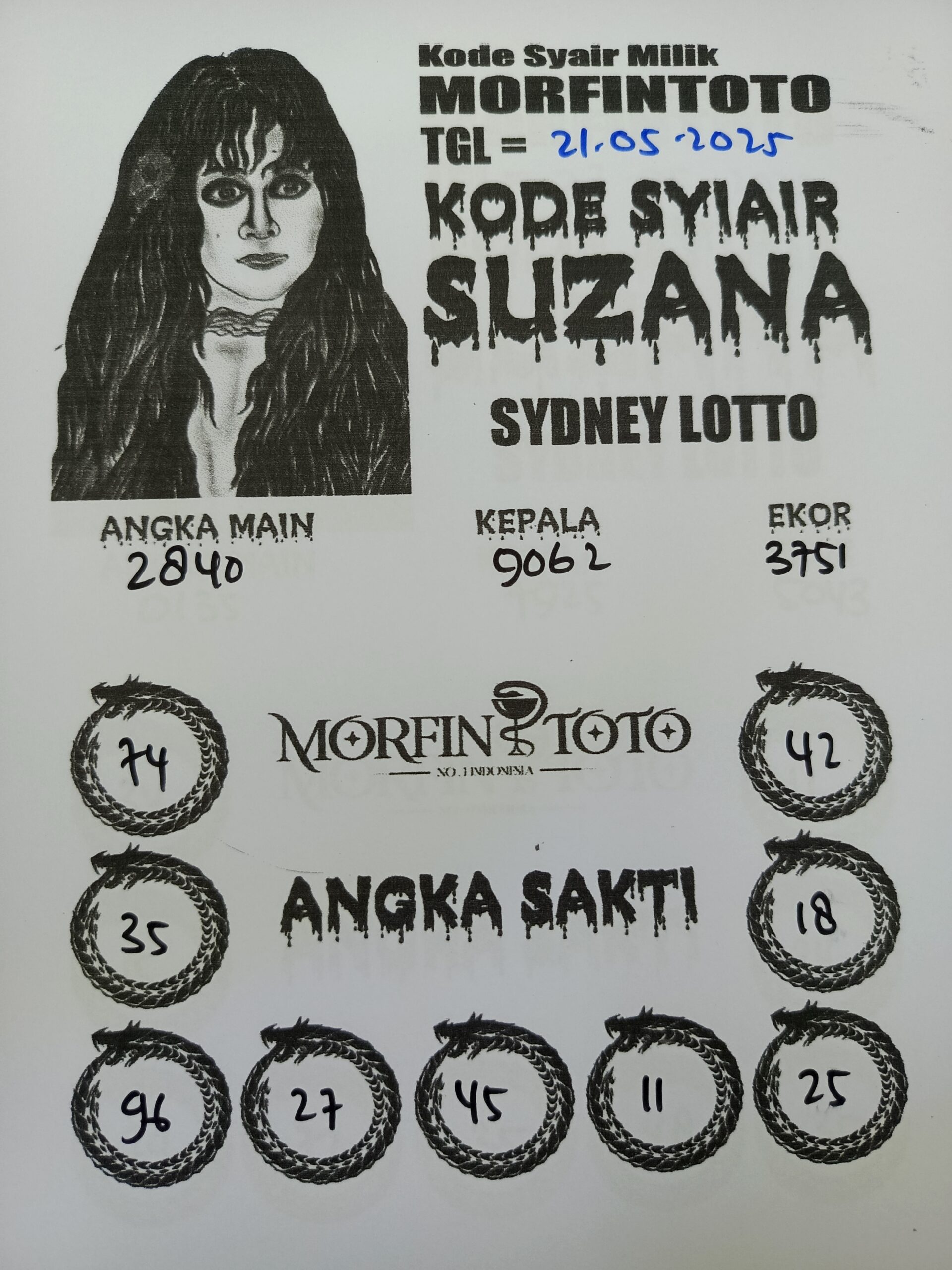 SYAIR TOGEL SUZANA SYDNEY LOTTO 21 MEI 2025