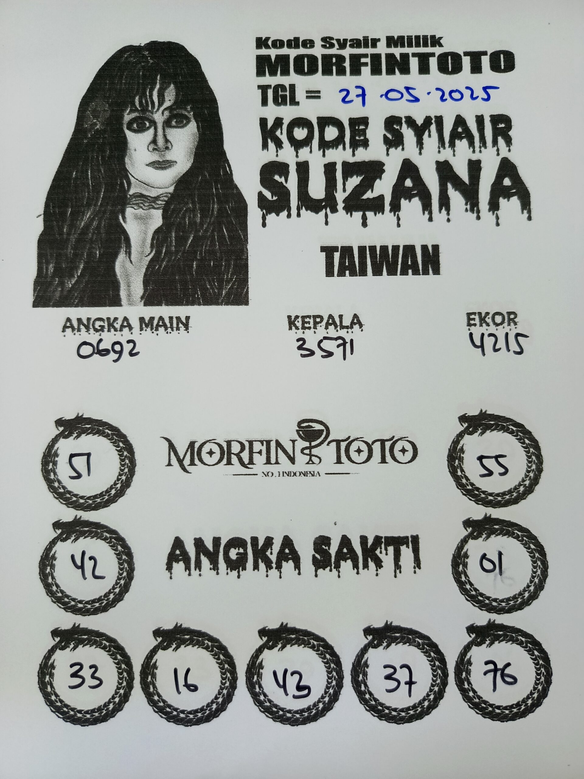 SYAIR TOGEL SUZANA TAIWAN 27 MEI 2025
