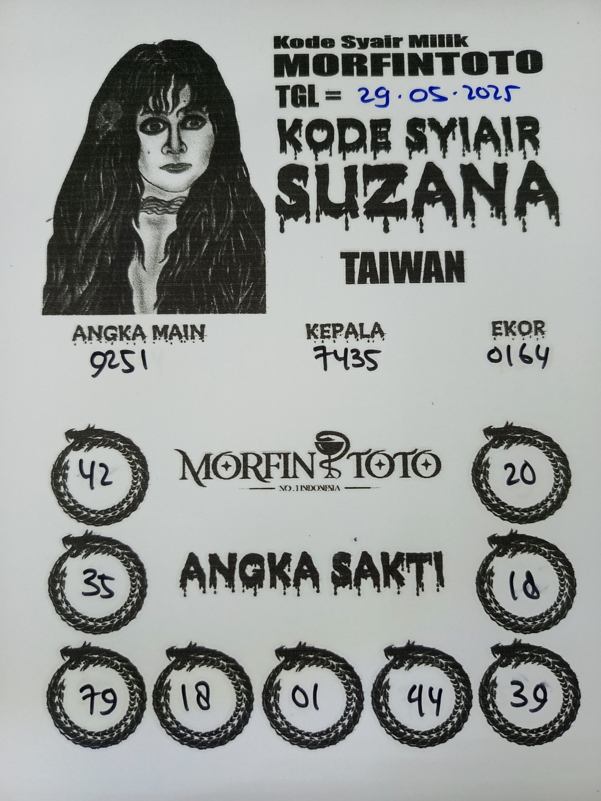 SYAIR TOGEL SUZANA TAIWAN 29 MEI 2025