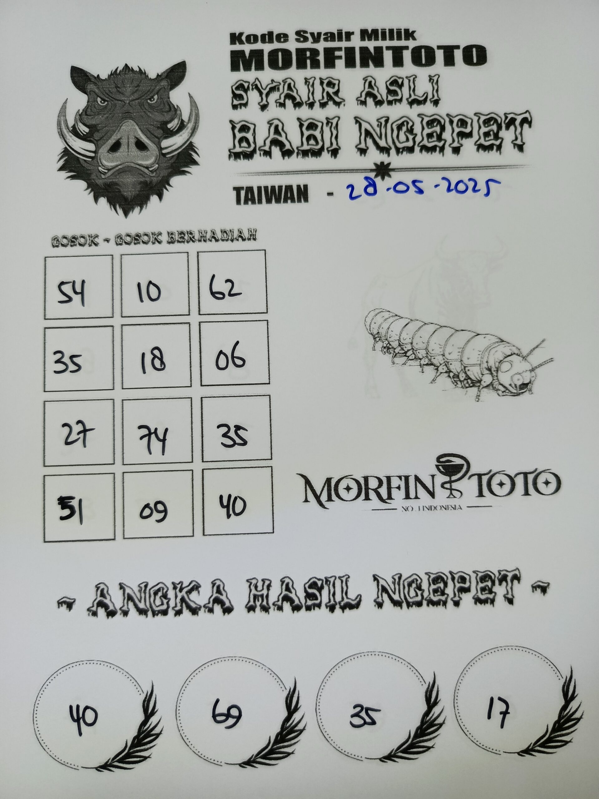 SYAIR TOGEL BABI NGEPET TAIWAN 28 MEI 2025