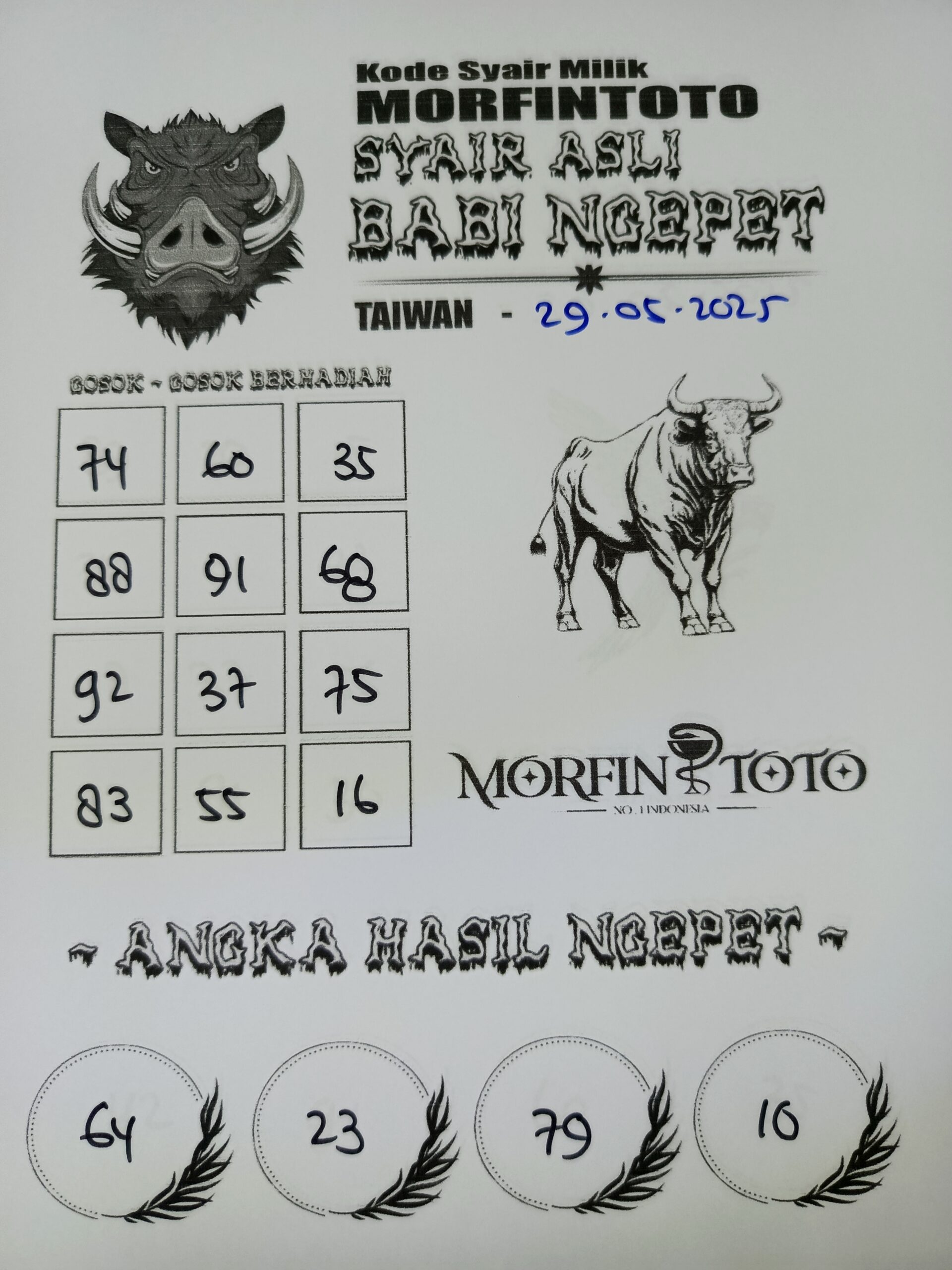SYAIR TOGEL BABI NGEPET TAIWAN 29 MEI 2025