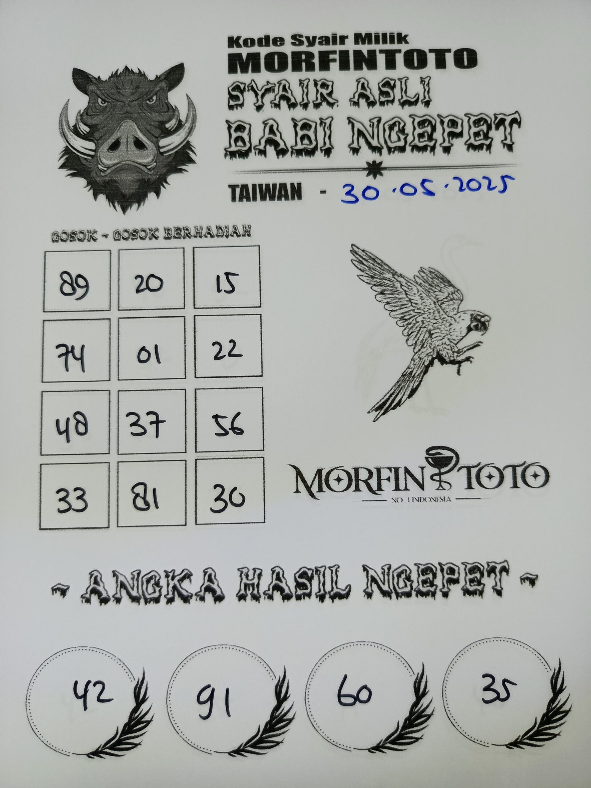 SYAIR TOGEL BABI NGEPET TAIWAN 30 MEI 2025