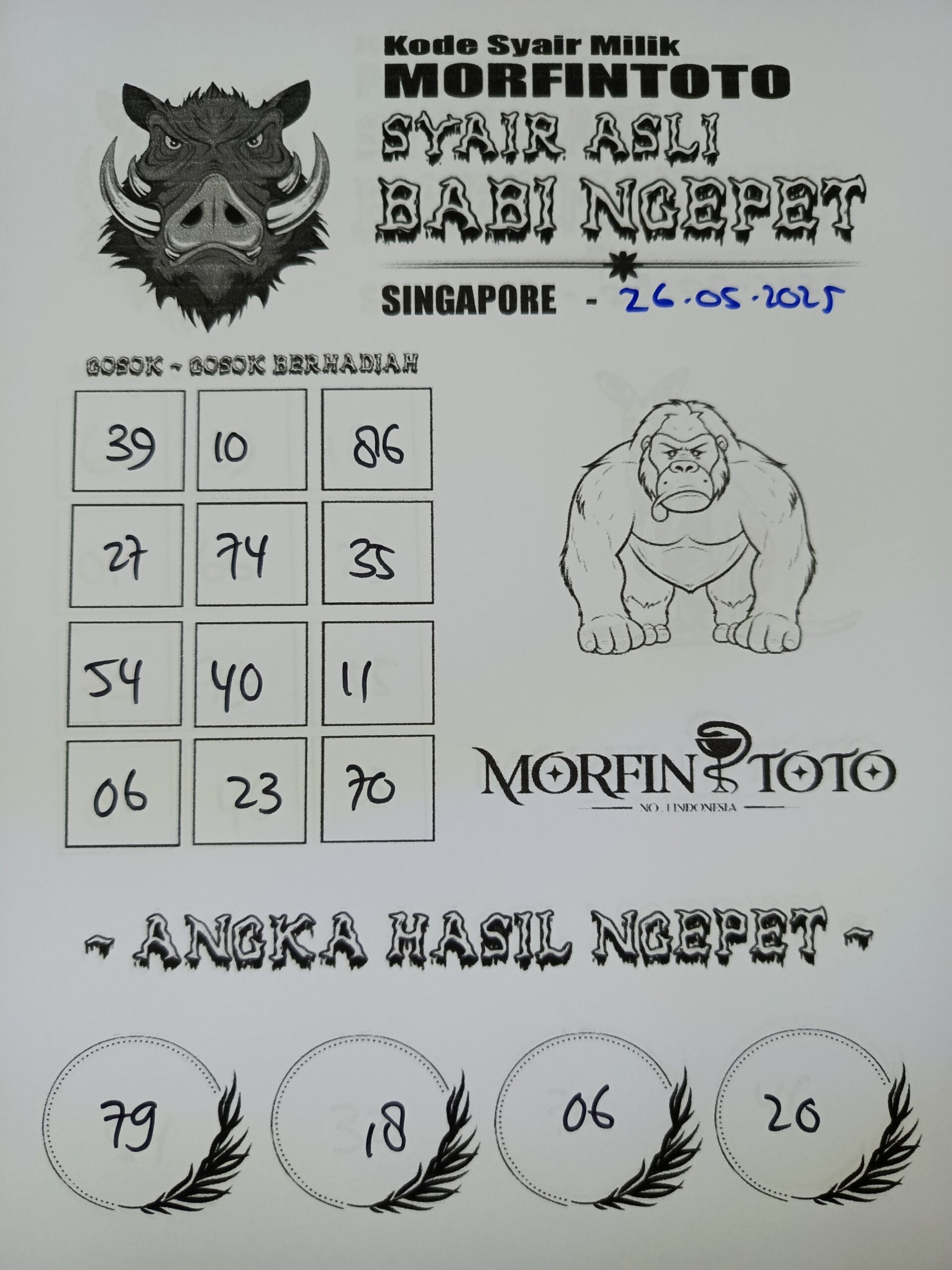 SYAIR TOGEL BABI NGEPET SINGAPORE 26 MEI 2025