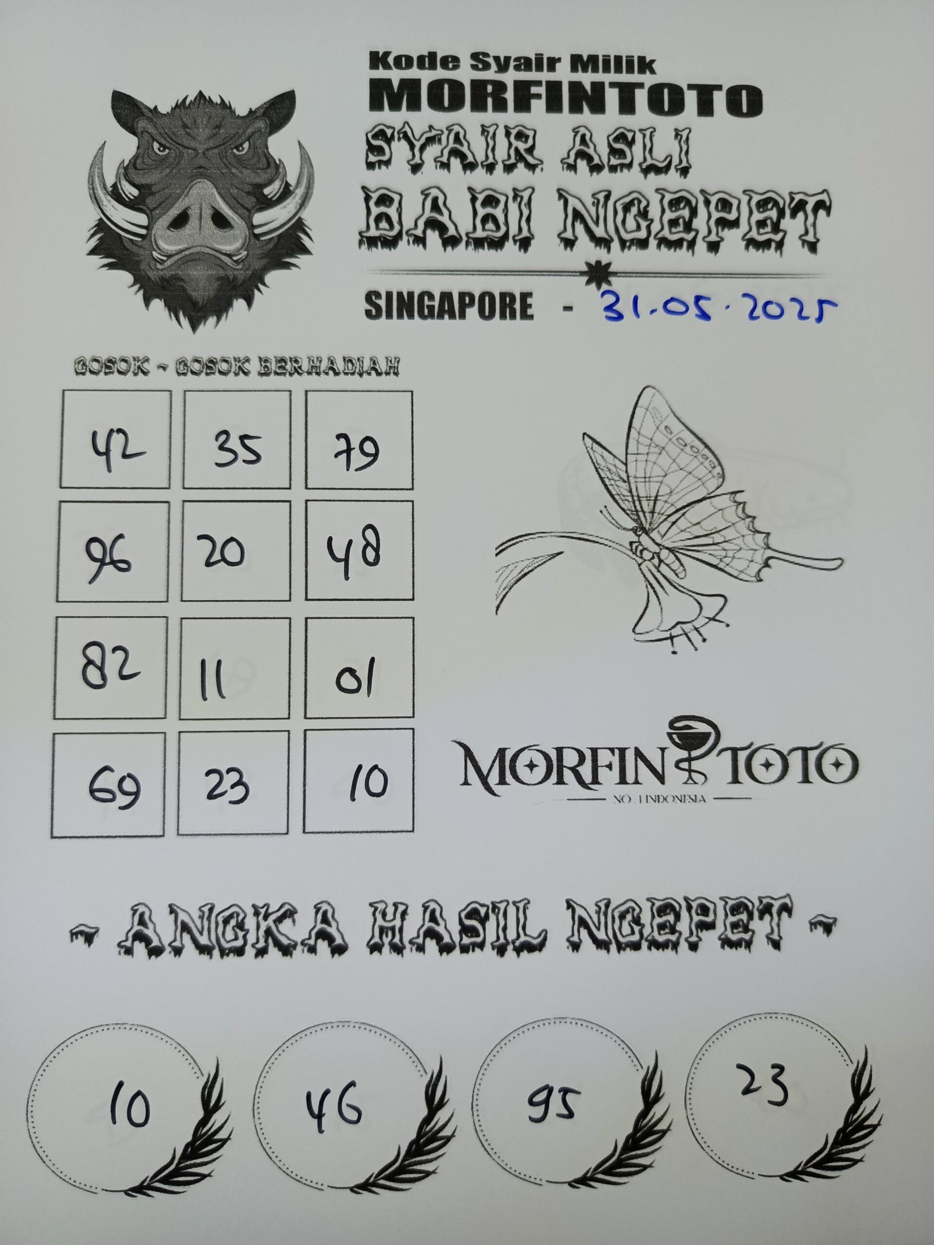 SYAIR TOGEL BABI NGEPET SINGAPORE 31 MEI 2025