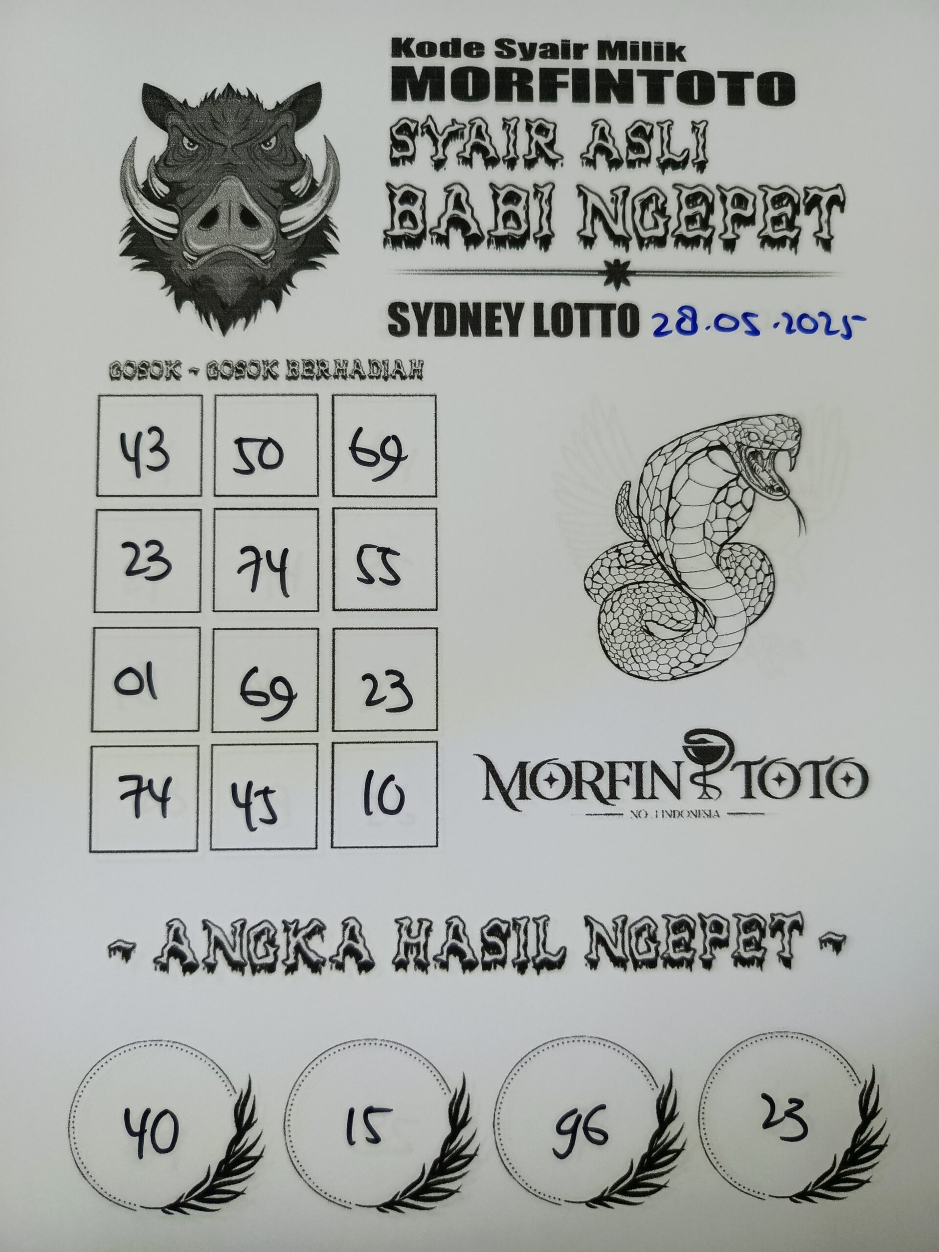 SYAIR TOGEL BABI NGEPET SYDNEY LOTTO 28 MEI 2025