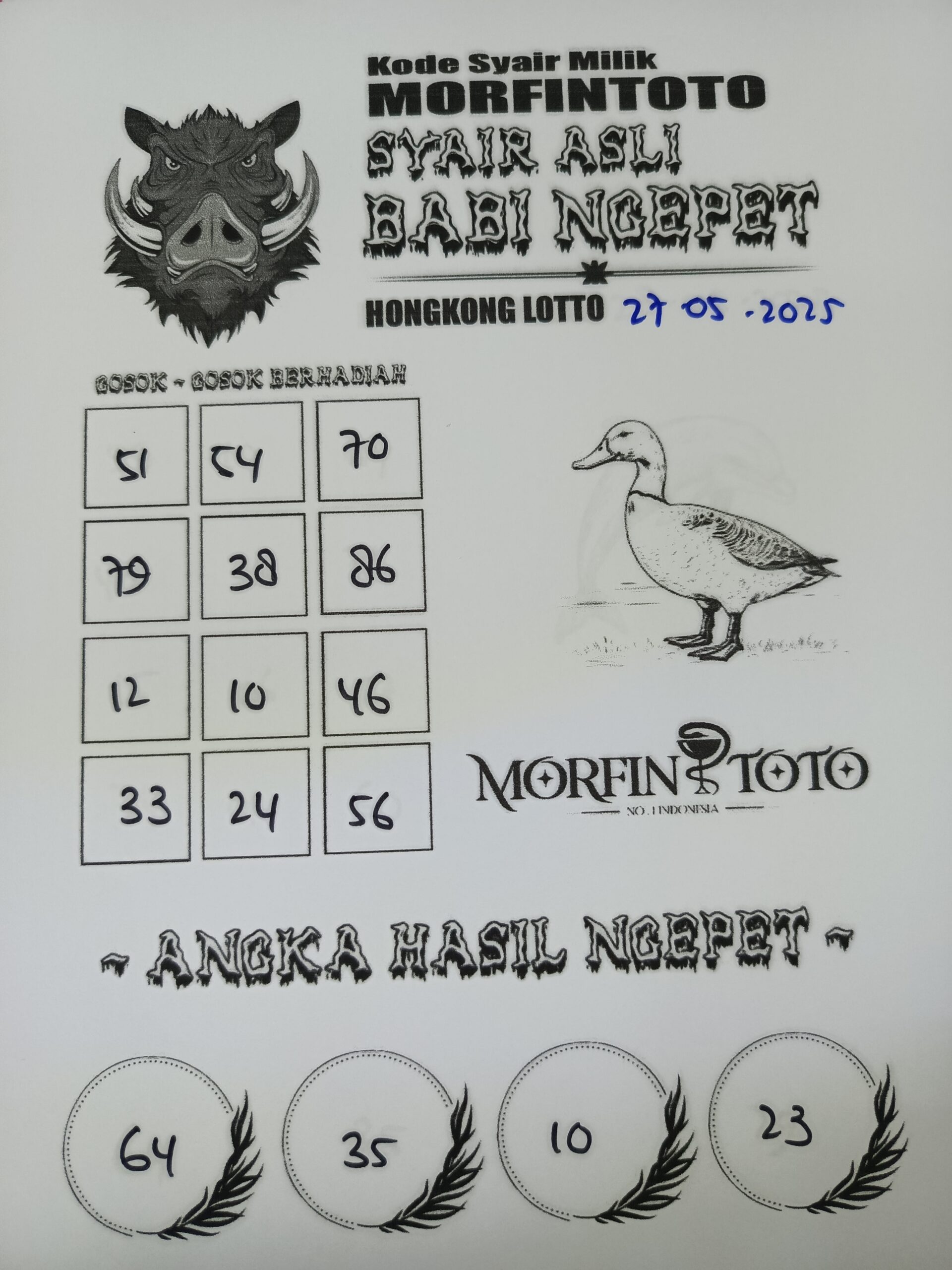 SYAIR TOGEL BABI NGEPET HONGKONG LOTTO 27 MEI 2025