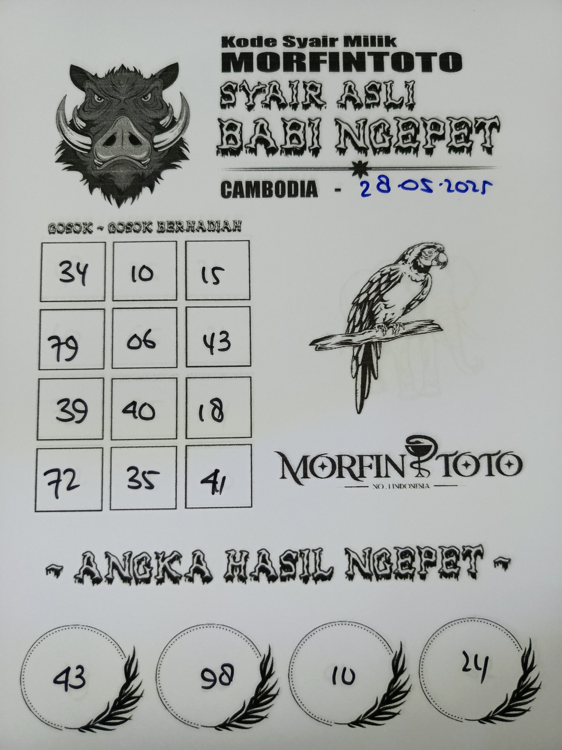 SYAIR TOGEL BABI NGEPET CAMBODIA 28 MEI 2025