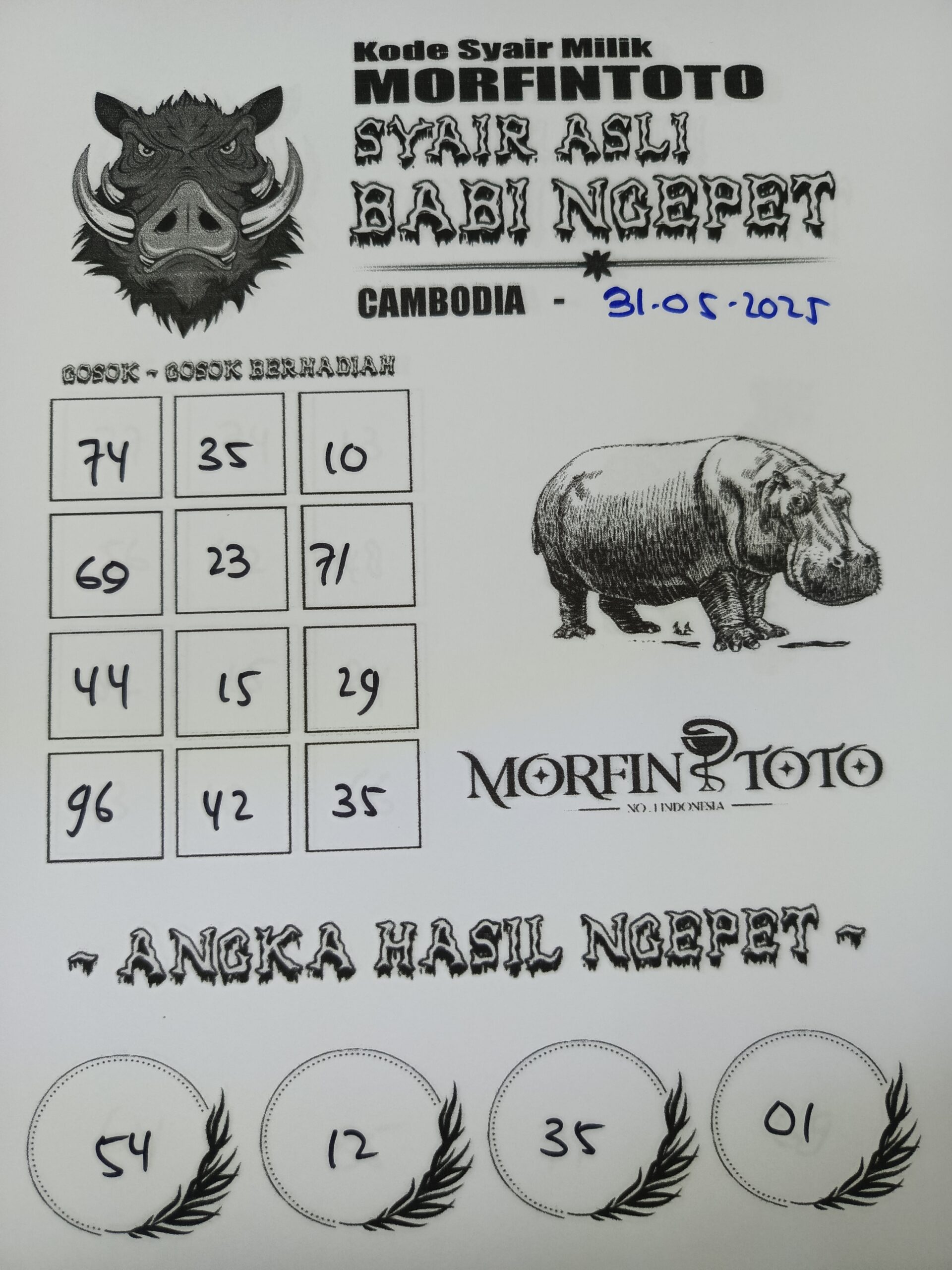 SYAIR TOGEL BABI NGEPET CAMBODIA 31 MEI 2025