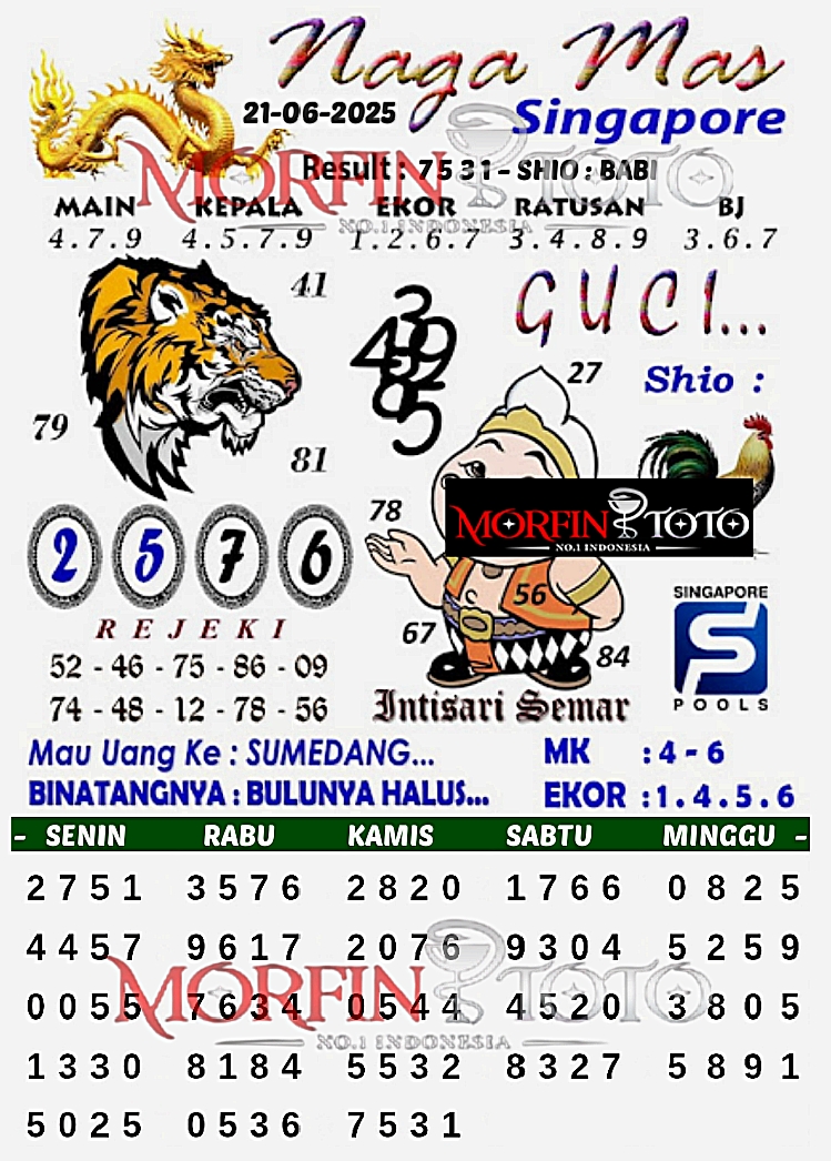 SYAIR TOGEL NAGA MAS SINGAPORE 21 JUNI 2125