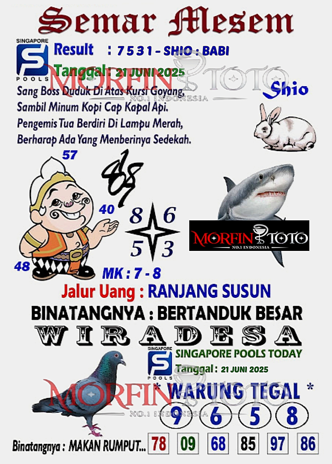 SYAIR TOGEL SEMAR MESEM SINGAPORE 21 JUNI 2125