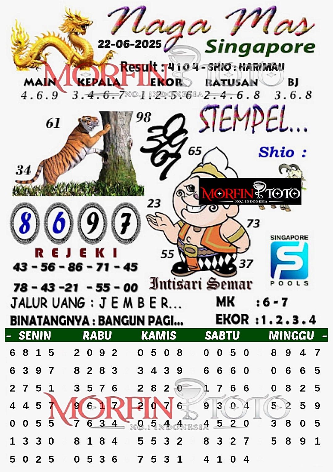 SYAIR TOGEL NAGA MAS SINGAPORE 22 JUNI 2025