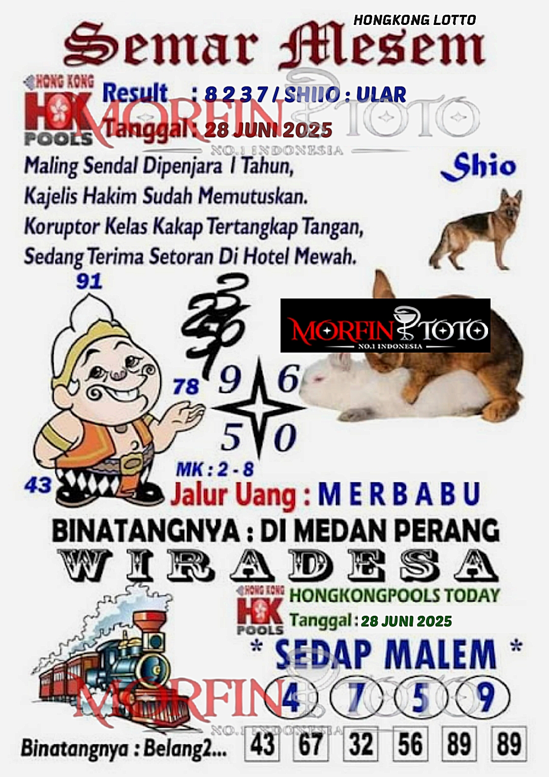SYAIR TOGEL SEMAR MESEM HONGKONG LOTTO 28 JUNI 2025