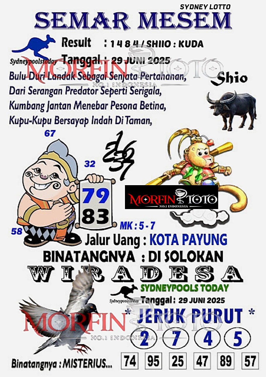 SYAIR TOGEL SEMAR MESEM SYDNEY LOTTO 29 JUNI 2025