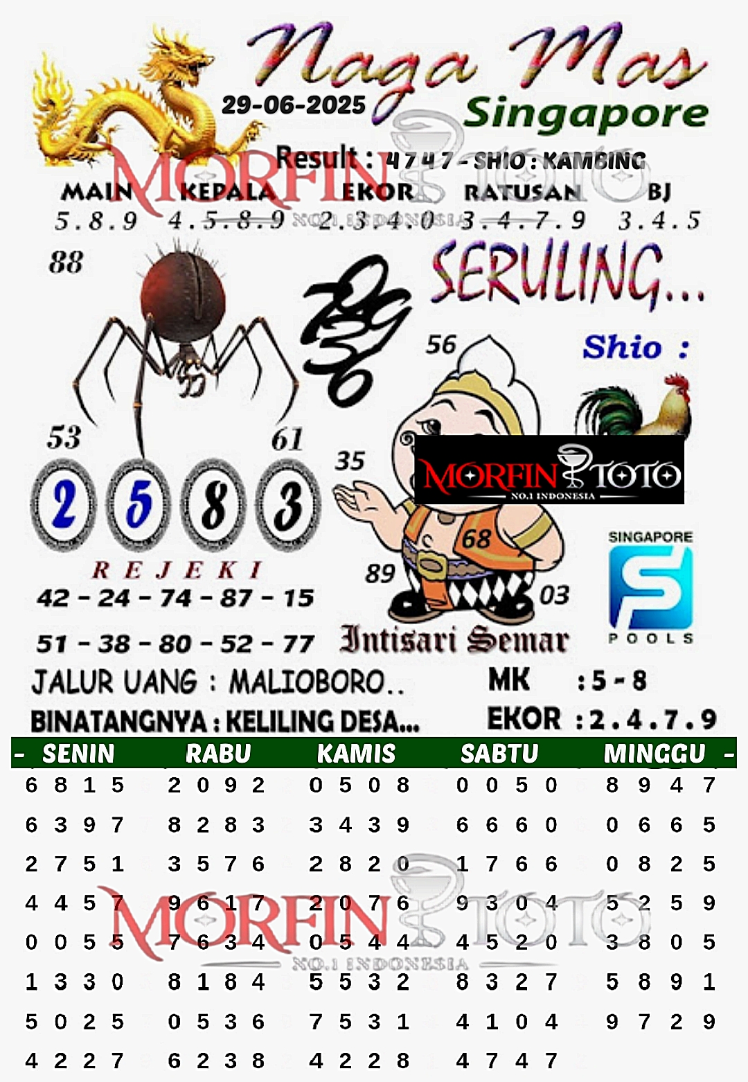 SYAIR TOGEL NAGA MAS SINGAPORE 29 JUNI 2025
