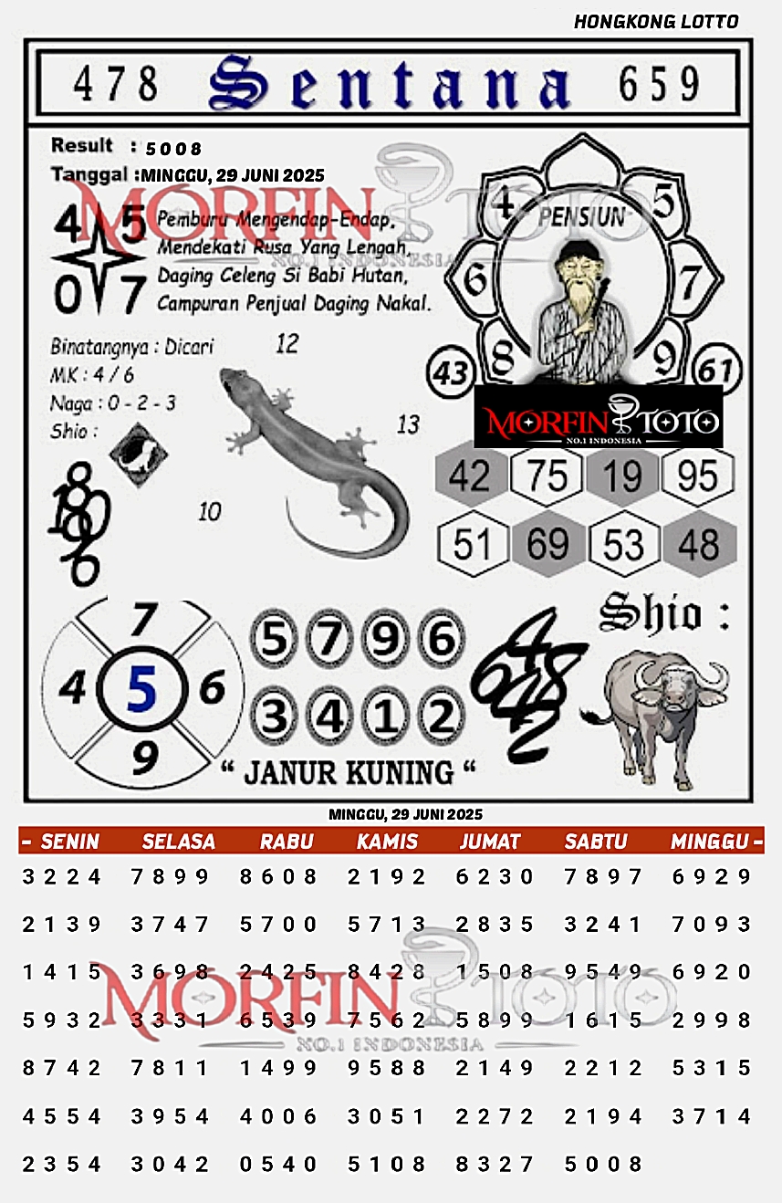 SYAIR TOGEL SENTANA HONGKONG LOTTO 29 JUNI 2025