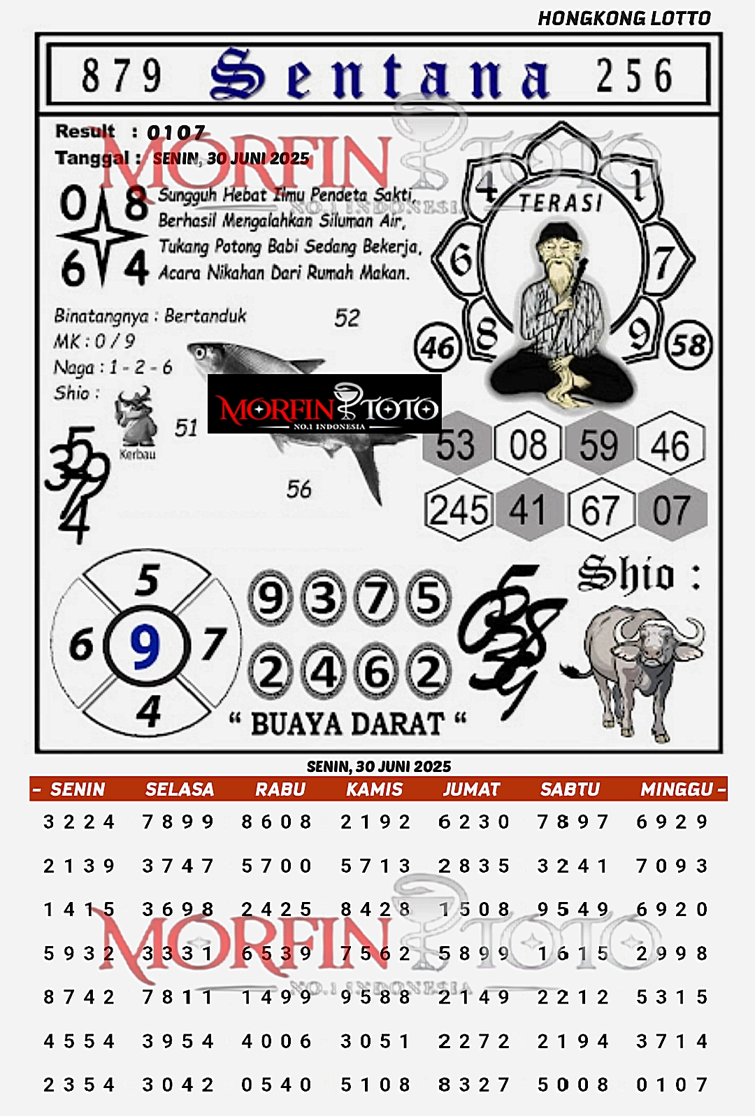 SYAIR TOGEL SENTANA HONGKONG LOTTO 30 JUNI 2025