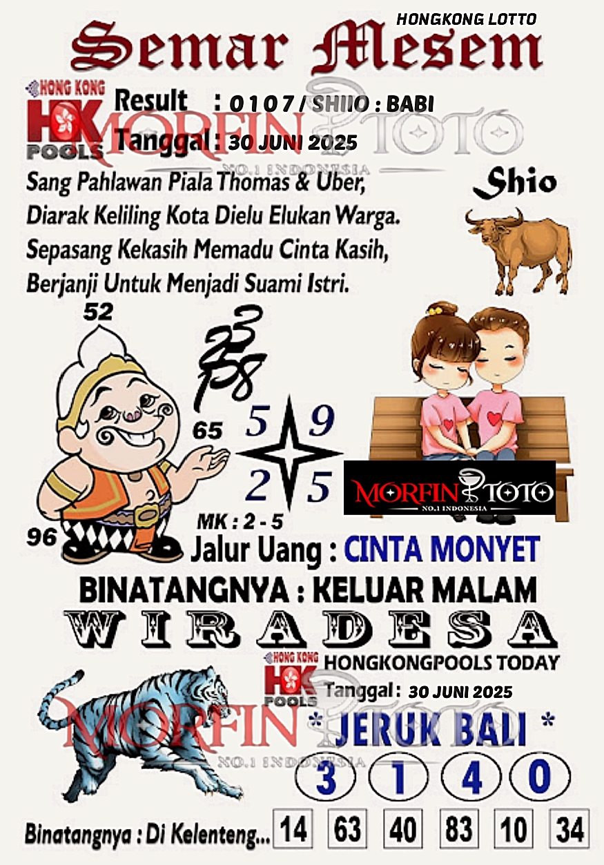 SYAIR TOGEL SEMAR MESEM HONGKONG LOTTO 30 JUNI 2025