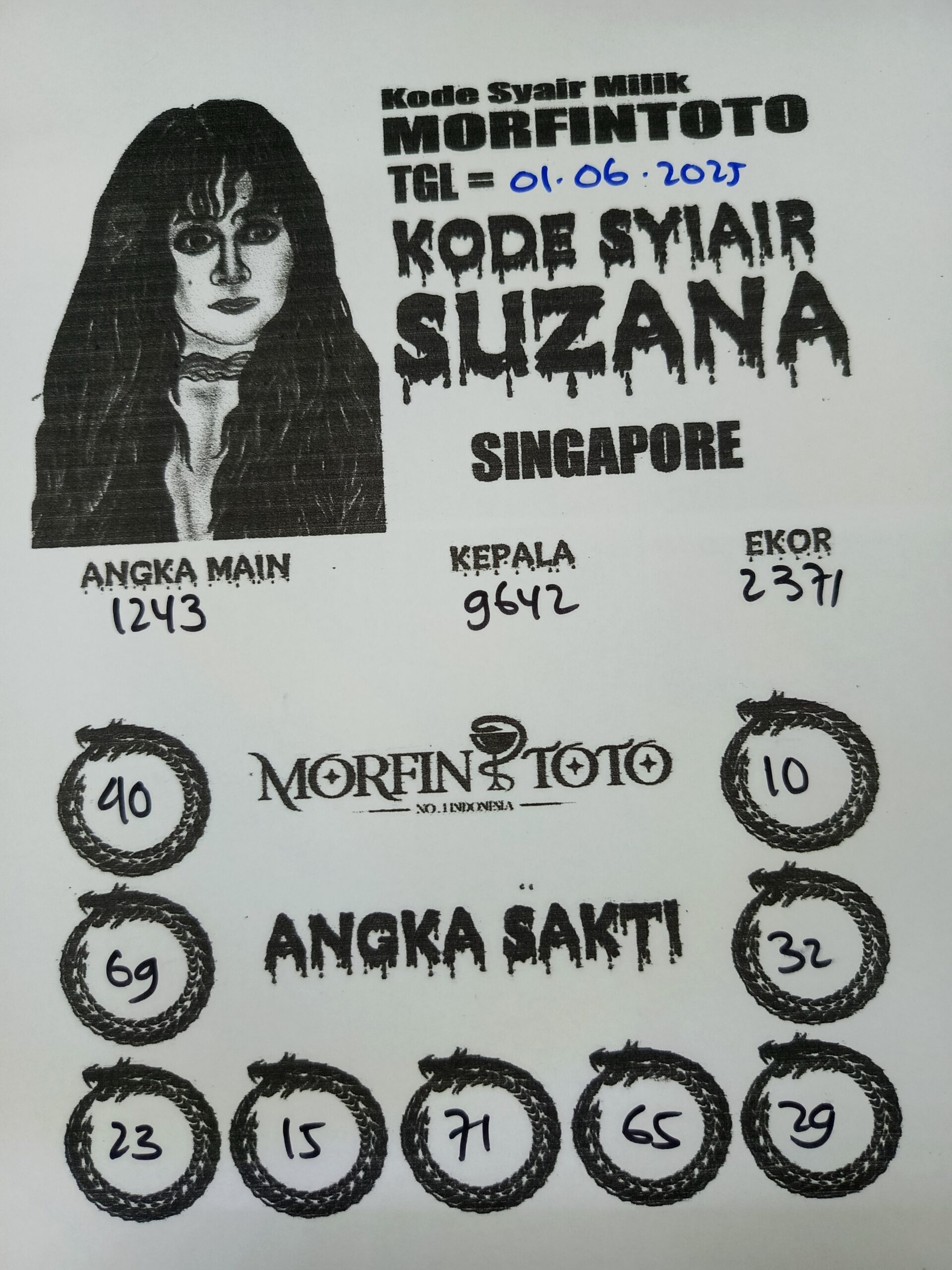 SYAIR TOGEL SUZANA SINGAPORE 01 JUNI 2025
