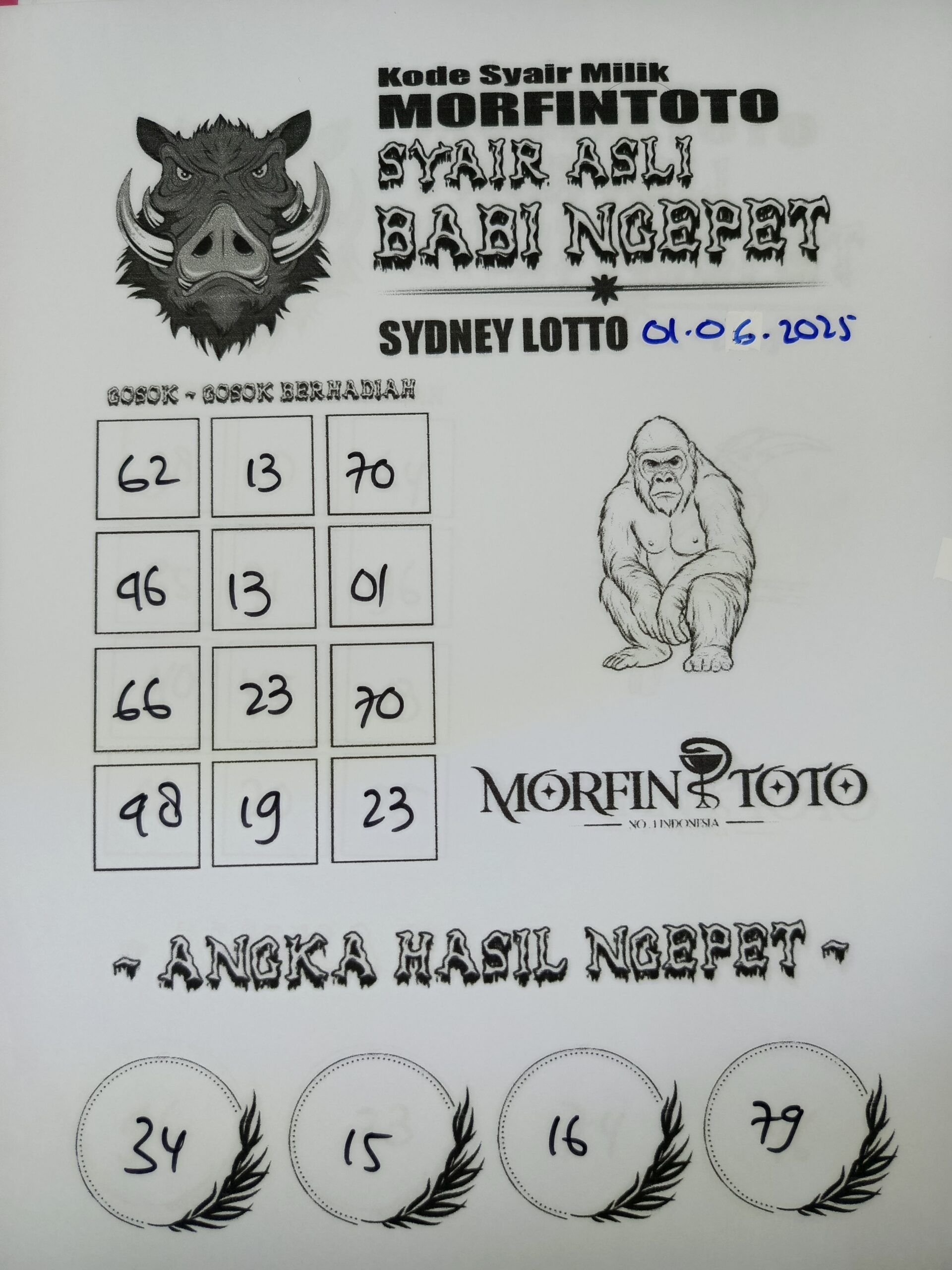 SYAIR TOGEL BABI NGEPET SYDNEY LOTTO 01 JUNI 2025