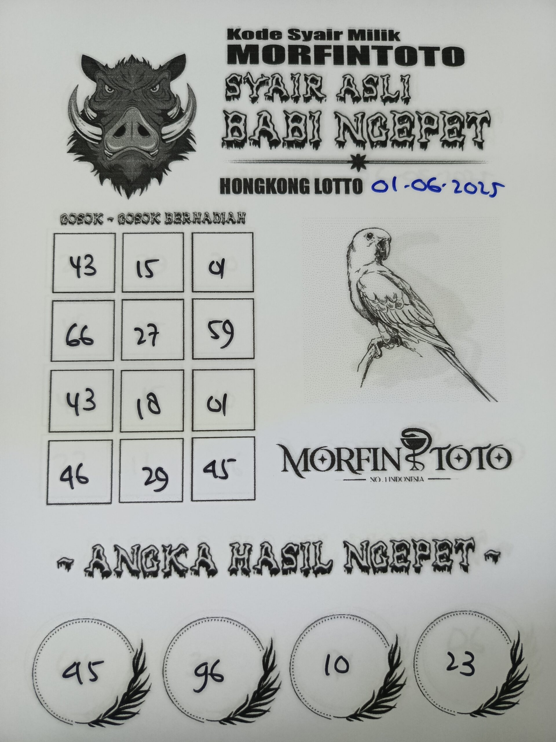 SYAIR TOGEL BABI NGEPET HONGKONG LOTTO 01 JUNI 2025