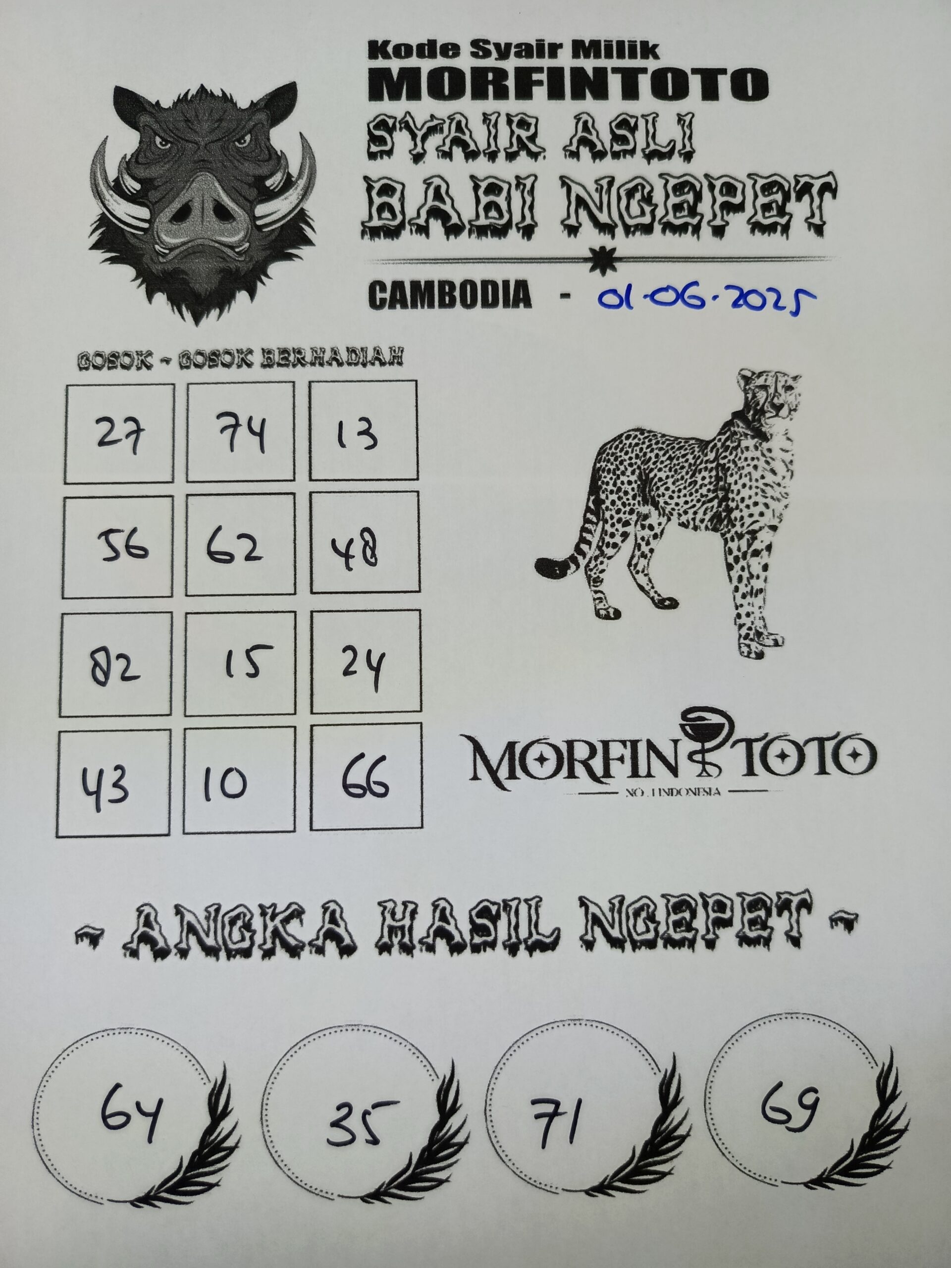 SYAIR TOGEL BABI NGEPET CAMBODIA 01 JUNI 2025