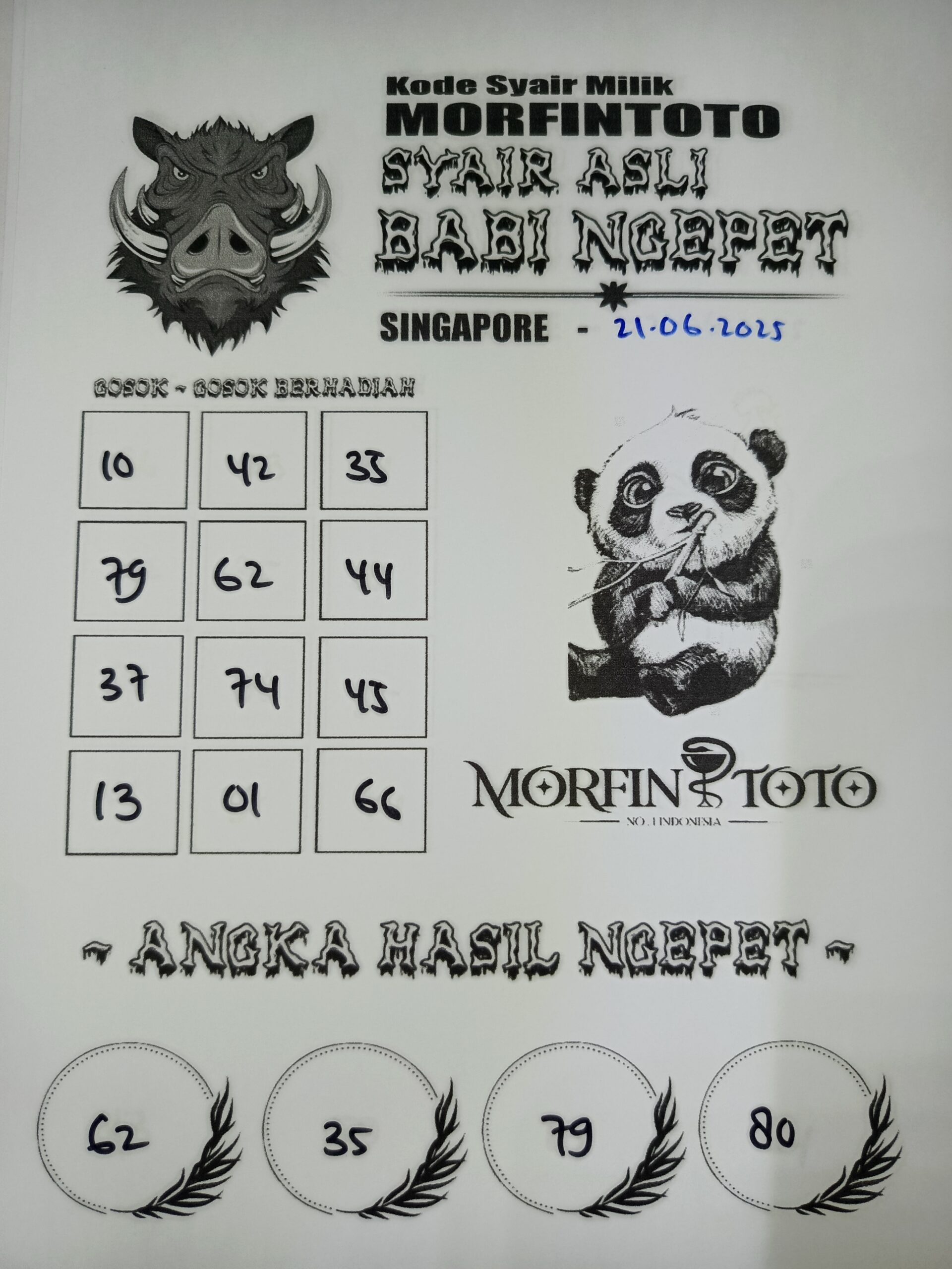 SYAIR TOGEL BABI NGEPET SINGAPORE 21 JUNI 2125