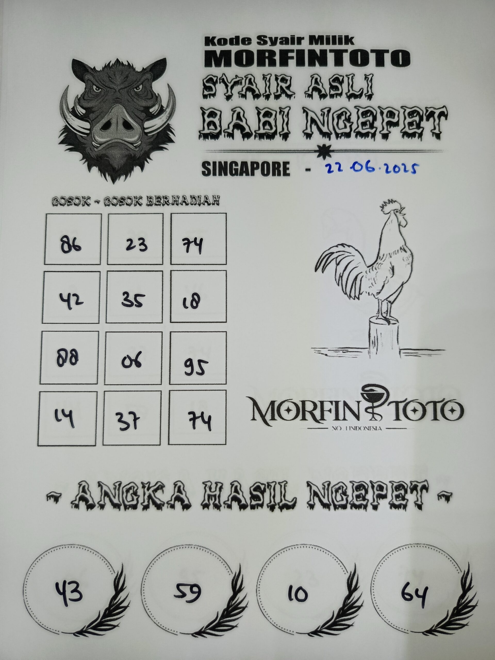 SYAIR TOGEL BABI NGEPET SINGAPORE 22 JUNI 2025