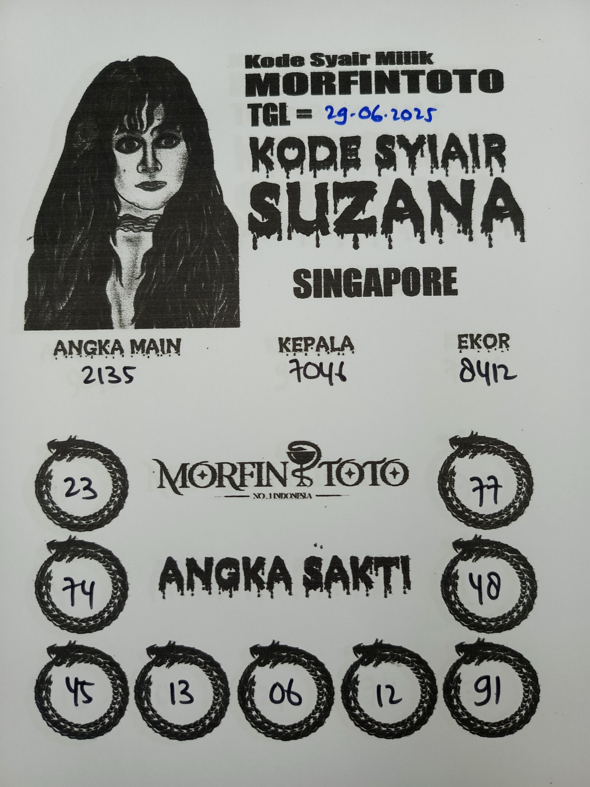 SYAIR TOGEL SUZANA SINGAPORE 29 JUNI 2025
